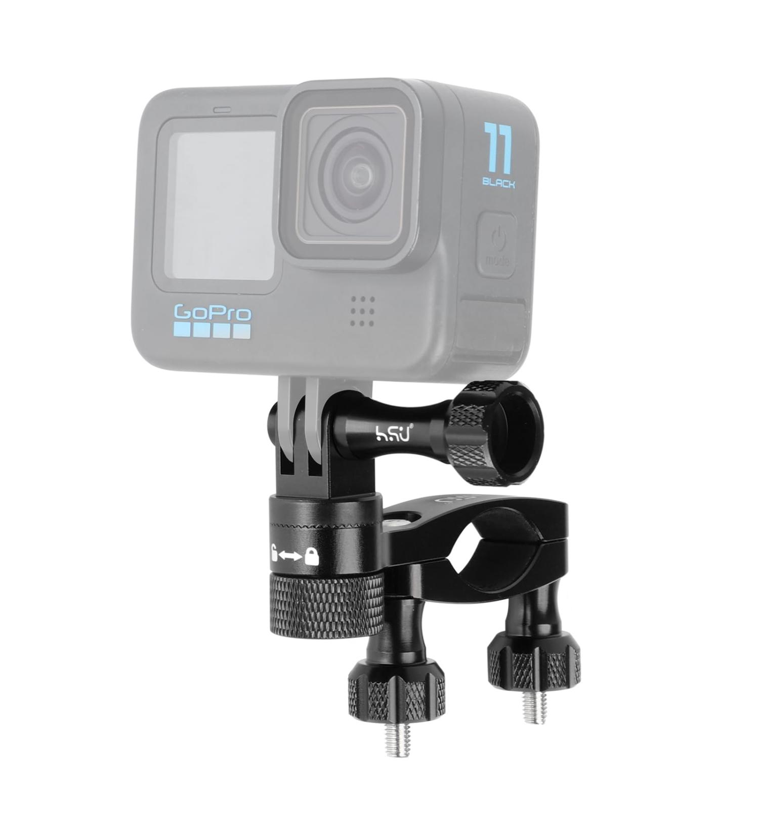 Buy HSU Aluminum Bicycle Handlebar Holder for GoPro Hero 12/11/10/8/7/6/5/4/3 & Action Cameras - 360 Rotary Mountainbike Rack - Black - Buy Online on SooperMarket.com
