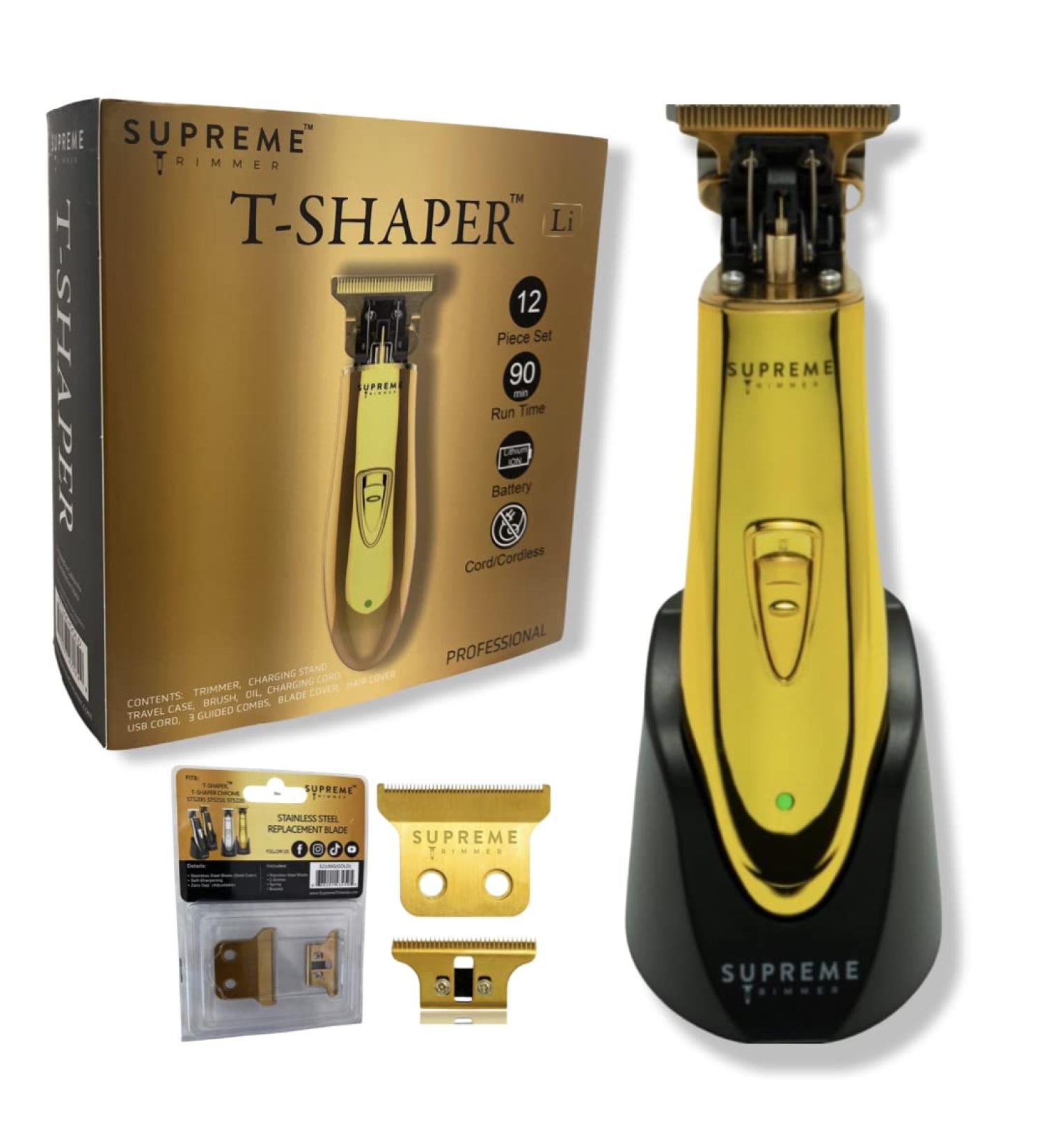 SUPREME TRIMMER ST5200 - Professional Barber Hair Trimmer Cordless Clipper Liner Beard Trimmer - Chrome Gold T-Shaper Li (Extra Blade Included) - Buy Online on SooperMarket.com