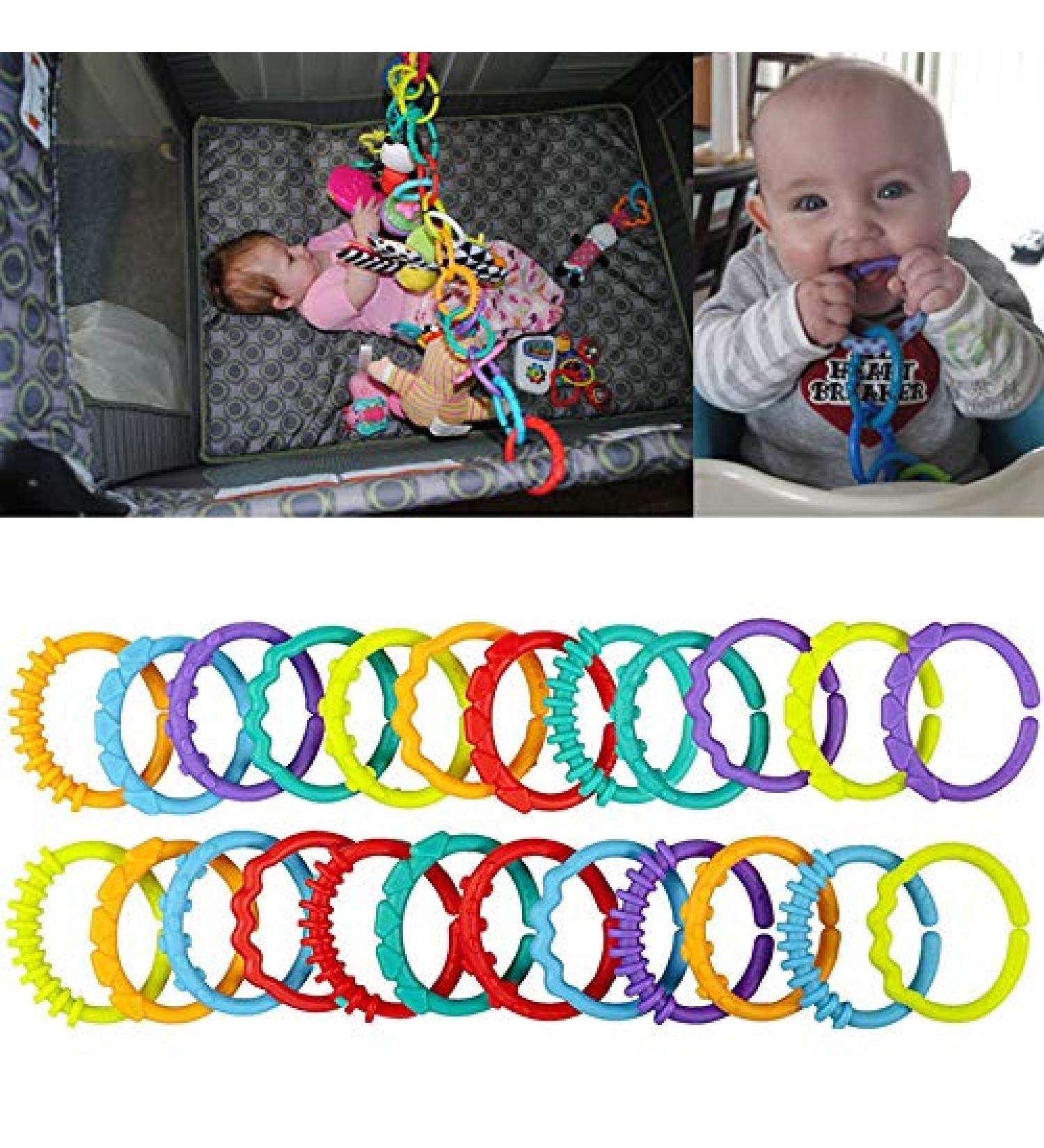 24pcs Rainbow Teething Rings for Babies | Safe Gift & Toy | International Shipping - Buy Online on SooperMarket.com