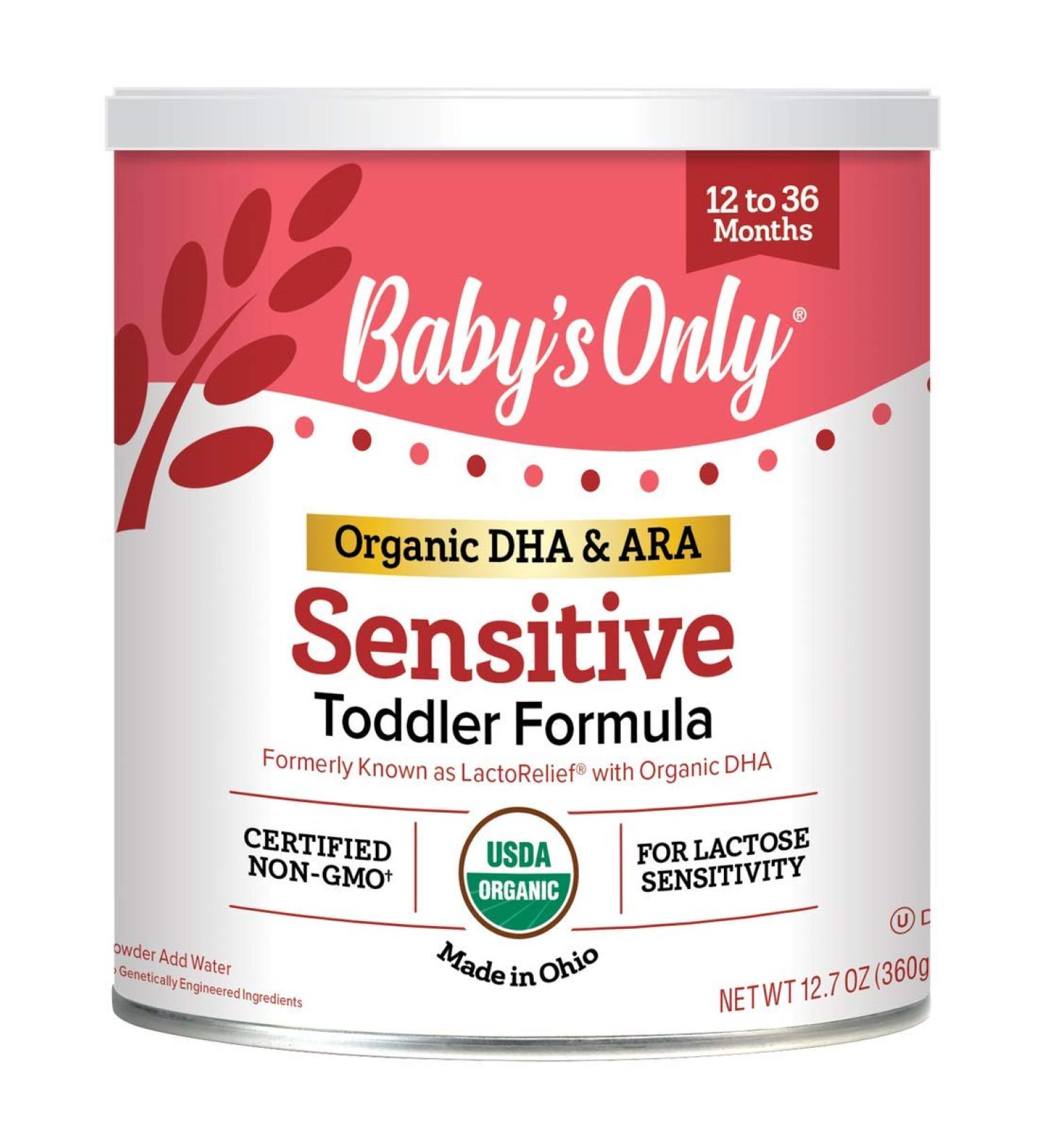 Baby's Only Organic Sensitive LactoRelief with DHA & ARA Toddler Formula 12.7 Oz (Pack of 6) - Non-GMO USDA Organic - Lactose Sensitivity - Clean Label Project Verified - Buy Online on SooperMarket.com