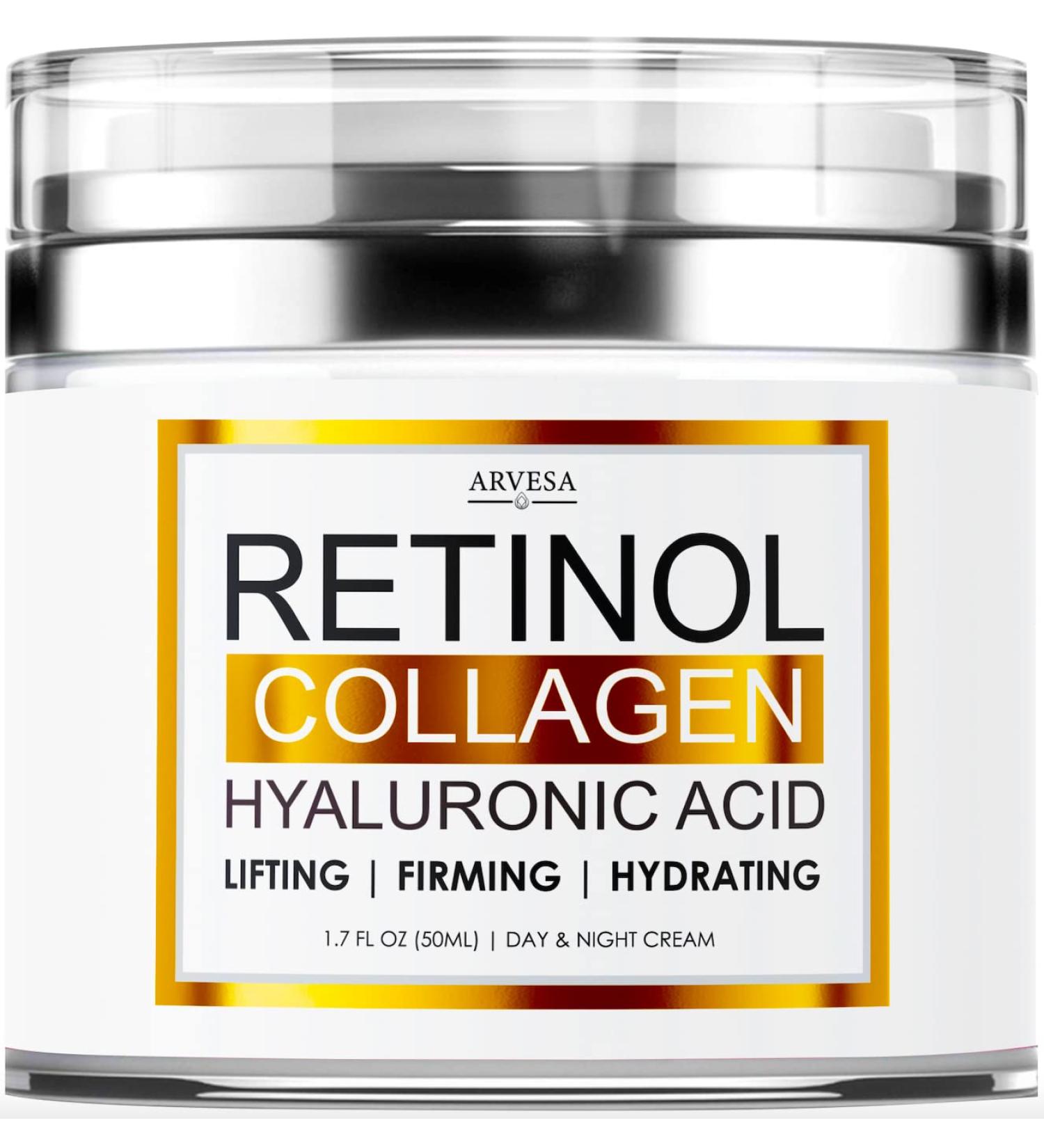 Retinol and Collagen Facial Moisturizer with Hyaluronic Acid - Anti Aging Day/Night Cream for Hydrating Wrinkle Reduction - Suitable for All Skin Types - Men & Women - Buy Online on SooperMarket.com