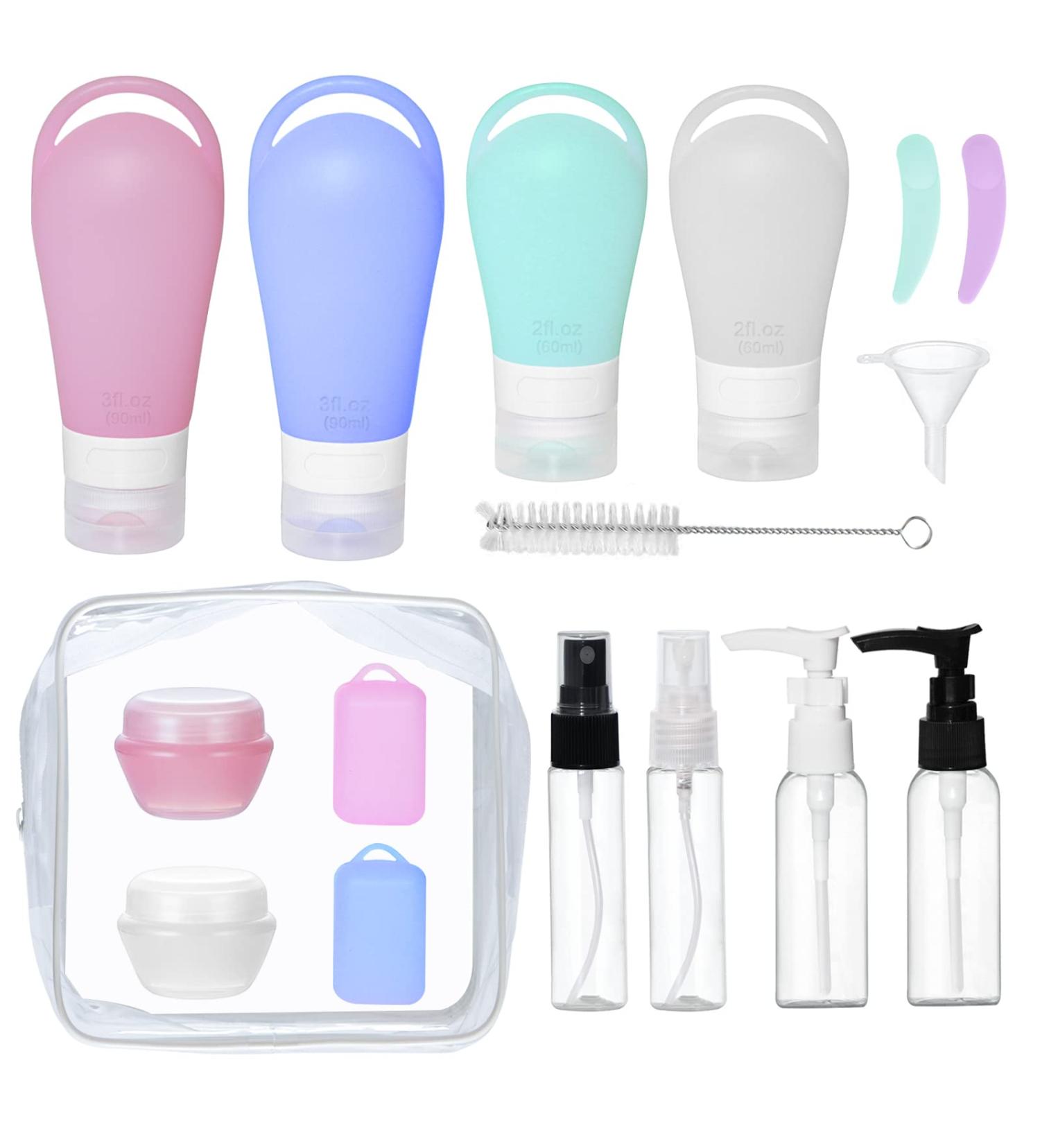 16-Piece Silicone Travel Bottles Set | TSA-Approved Leak-Proof Travel Containers for Shampoo Lotion & Shower Gel - Buy Online on SooperMarket.com