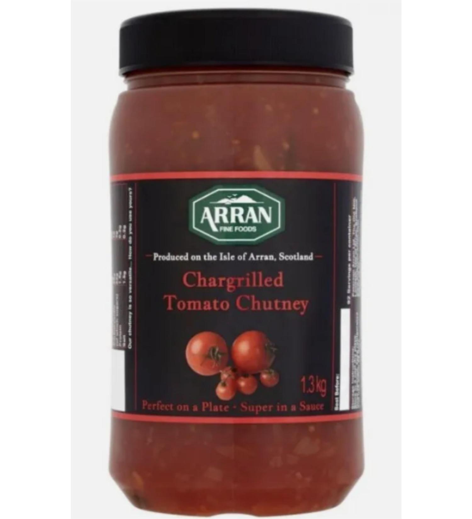 Chargrilled Tomato Chutney 1.3kg A thick red chutney. Full of tomatoes onions apples & mustard seed. Resturant Quality Ideal for cheese as a spread or dip