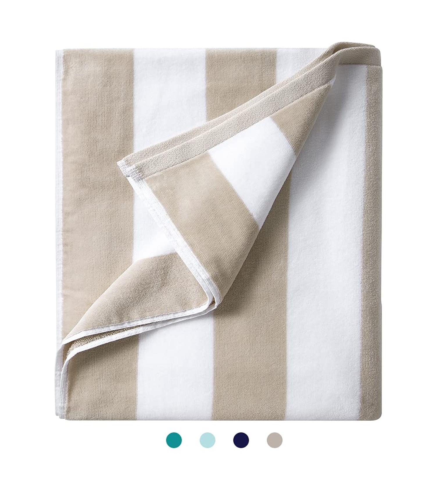 LULUHOME Plush Oversized Beach Towel - 36 x 70 Inch Fluffy Cotton Chiffon Striped Pool Towel for Adults - Large Summer Cabana Swimming Towel - Buy Online on SooperMarket.com