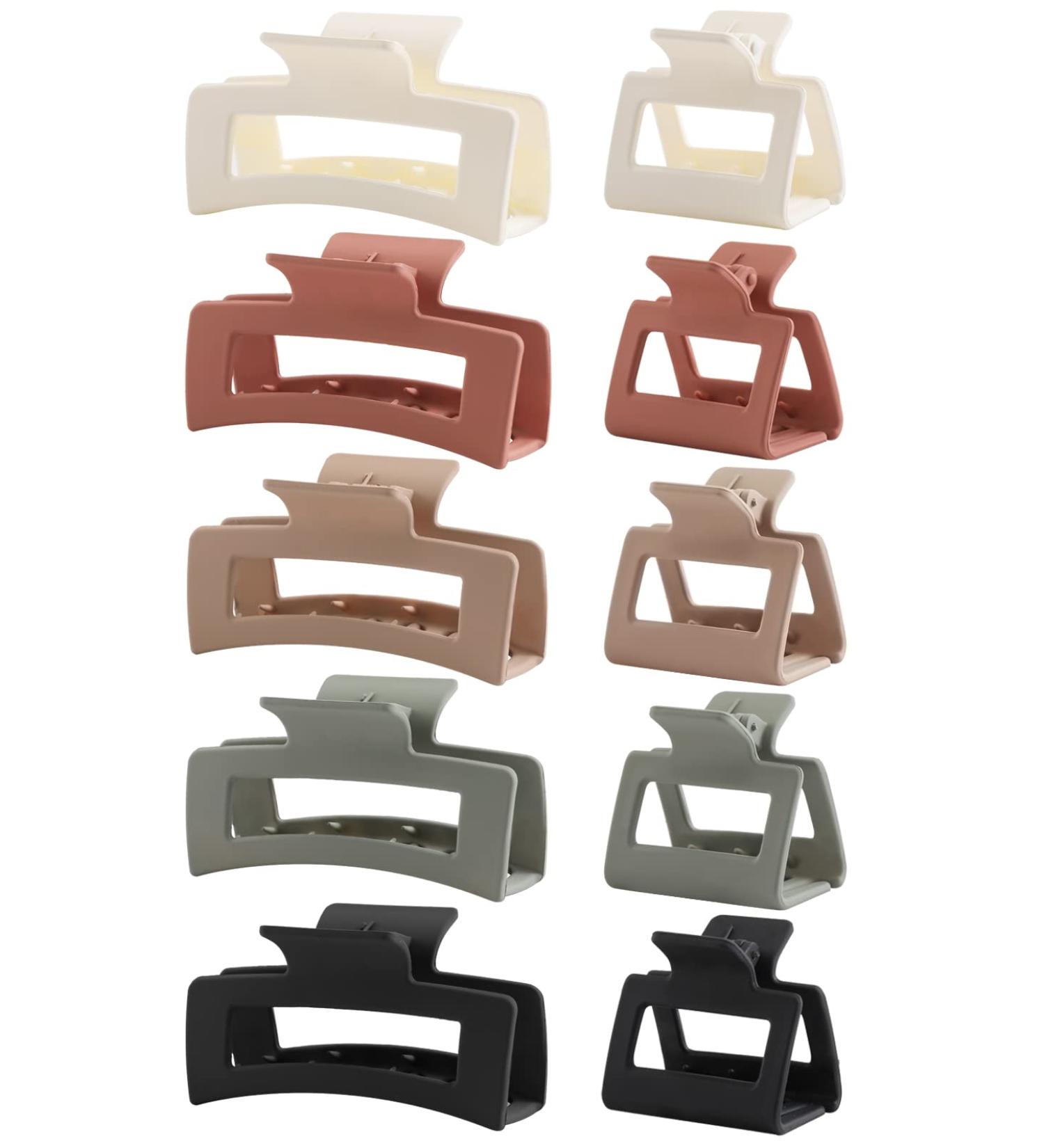 10 Pack Large Square Hair Claw Clips for Thick & Curly Hair Strong Hold Matte Hair Accessories for Women & Girls - Buy Online on SooperMarket.com