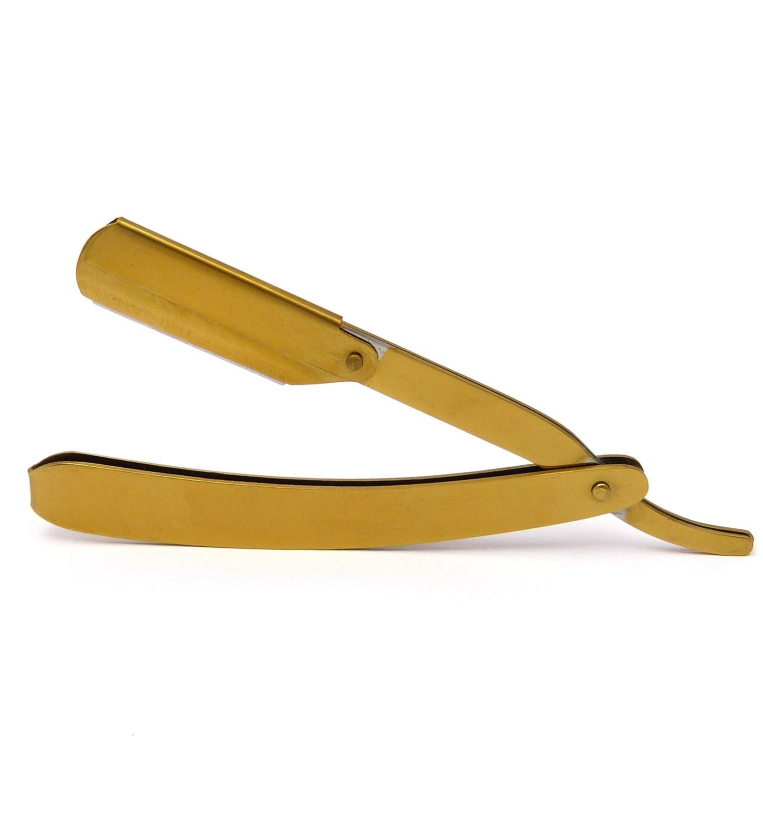 Replaceable blade razor with replaceable blade and gold-plated metal handle (incl. 2 replaceable blades)