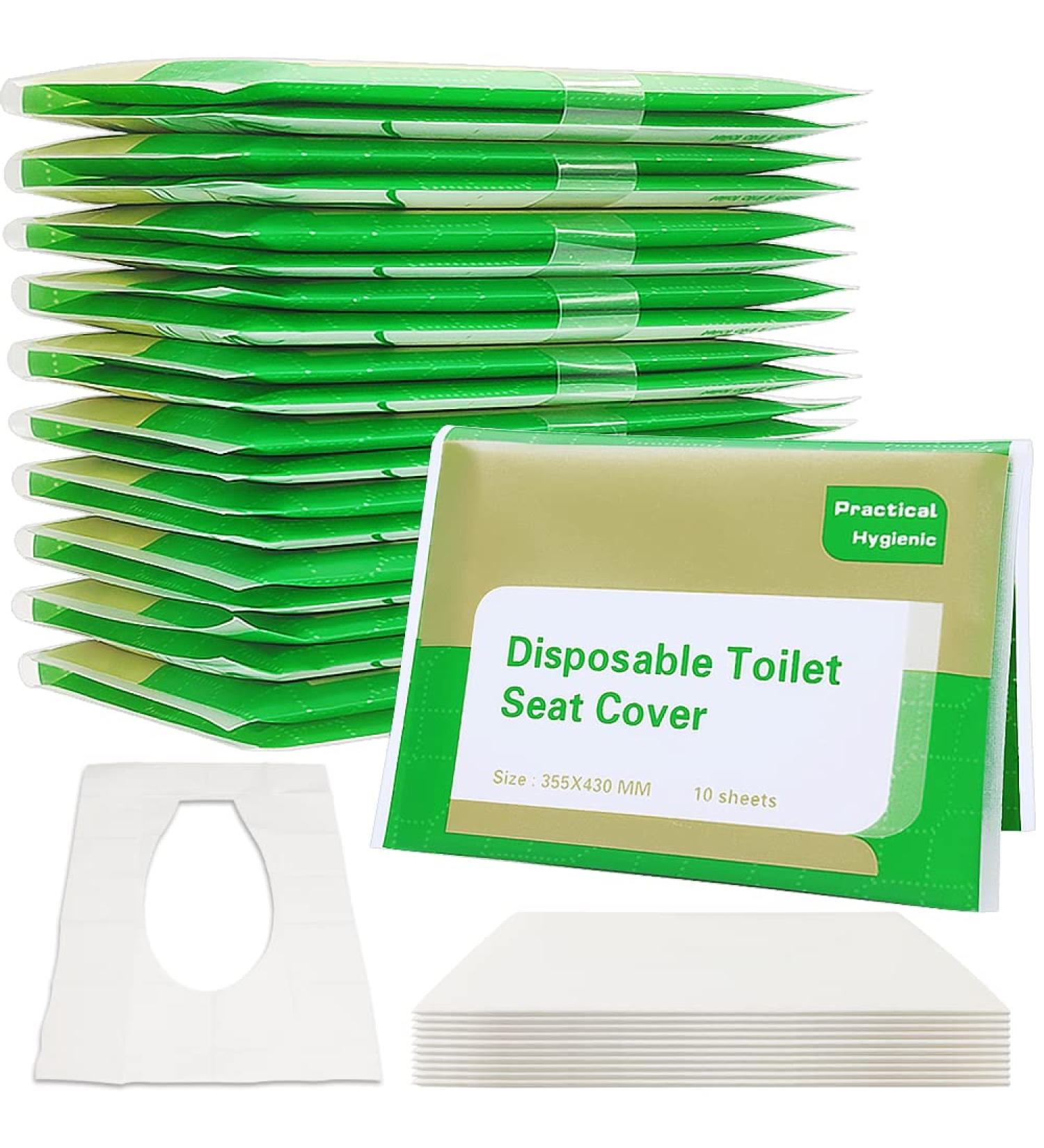 100 Disposable Flushable Toilet Seat Covers for Adults & Kids - Portable Travel Paper Cover Pack with Individually Wrapped Sheets - Buy Online on SooperMarket.com