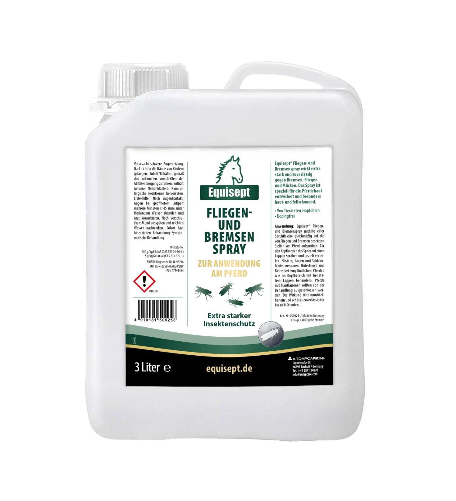 Equisept Fly Spray for Horses - 3L Insect Spray Canister | Mosquito & Horse Skin Care - Veterinarian Recommended Doping-Free - Buy Online on SooperMarket.com