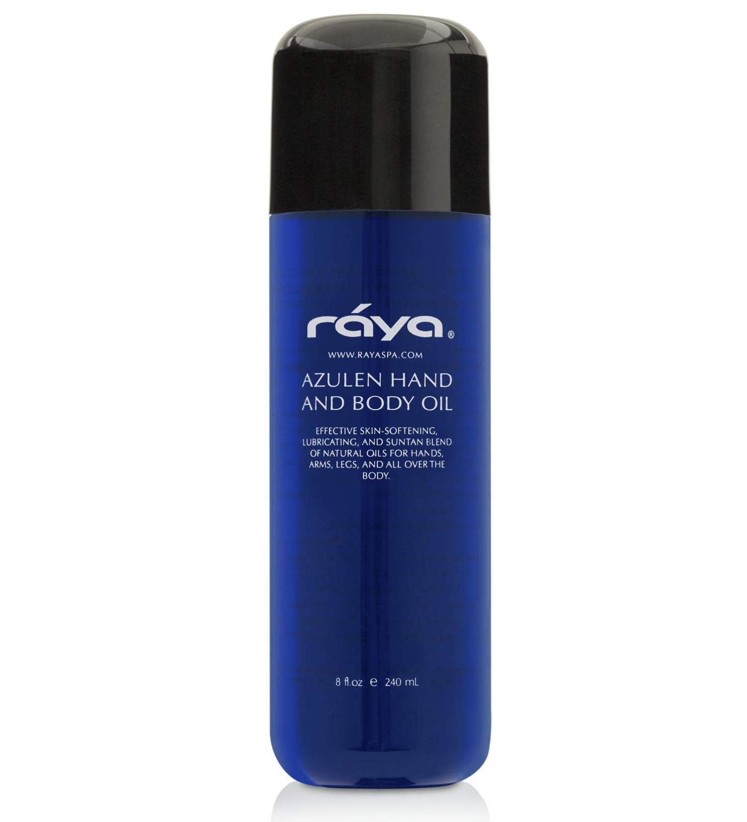 Raya Azulen Hand and Body Oil 8 oz | Natural Softening Oil for Hands Arms Legs & Body | Ideal Massage Oil for All Skin Types - Buy Online on SooperMarket.com