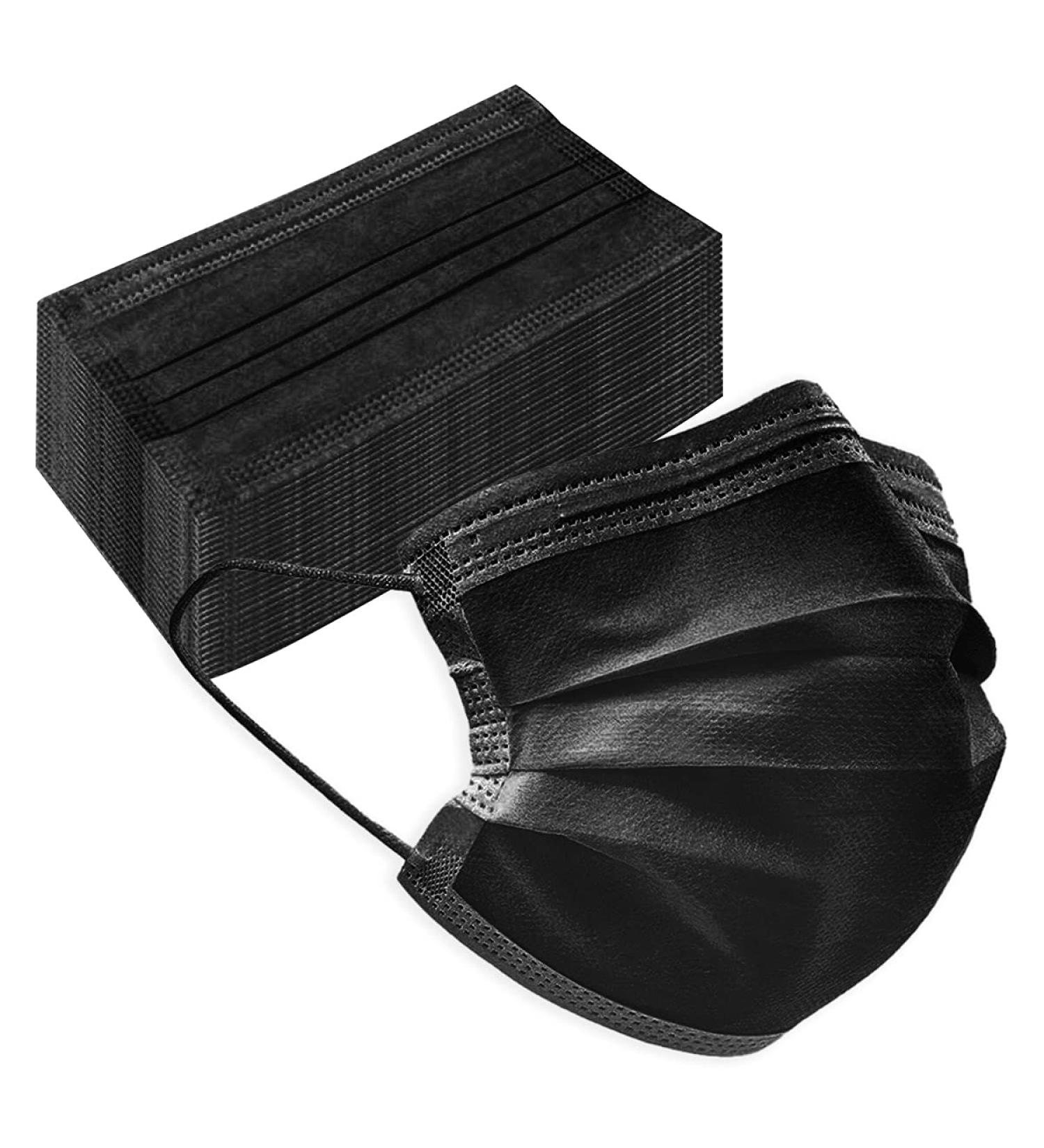 50 PCS Black Disposable Face Masks - 3-Ply Filter Earloop Mouth Cover for Comfortable Protection - Buy Online on SooperMarket.com