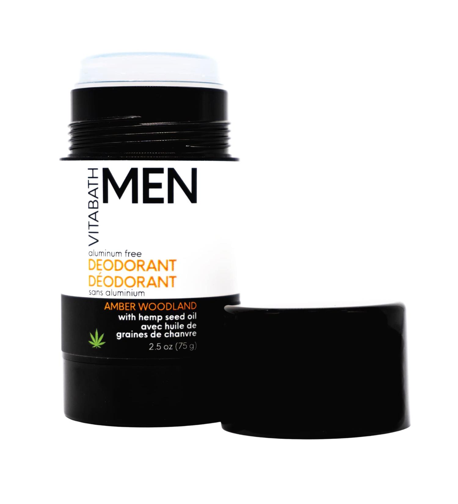 Vitabath Men's Amber Woodland Deodorant | Aluminum-Free All-Day Freshness & Moisturizing Hemp Oil | Cruelty-Free 2.5 oz - Buy Online on SooperMarket.com