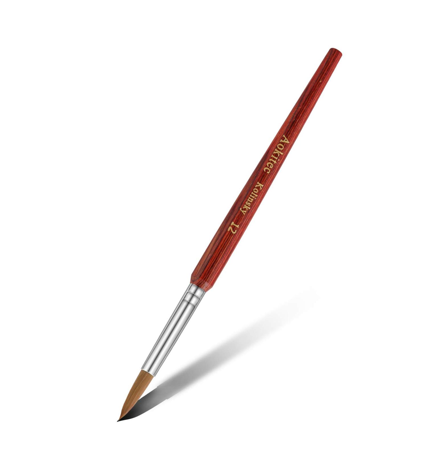 Aokitec #12 Oval Crimped Sable Acrylic Nail Brush - Wood Nail Art Tool for Acrylic Application - Buy Online on SooperMarket.com