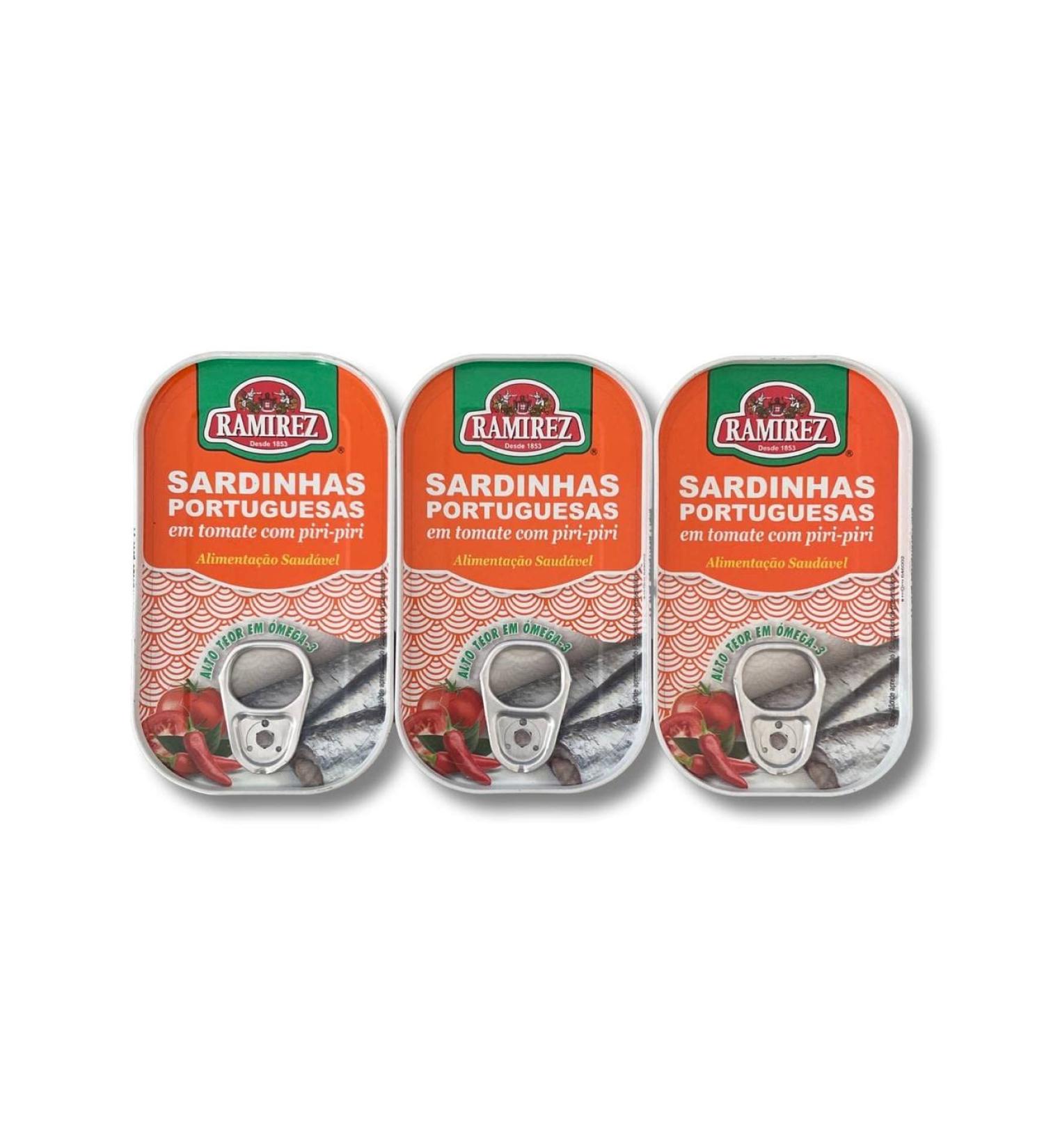 Portuguese Sardines In Tomato Sauce With Chili Pepper - 3 x 125 g - Ramirez - Portugal - Buy Online on SooperMarket.com