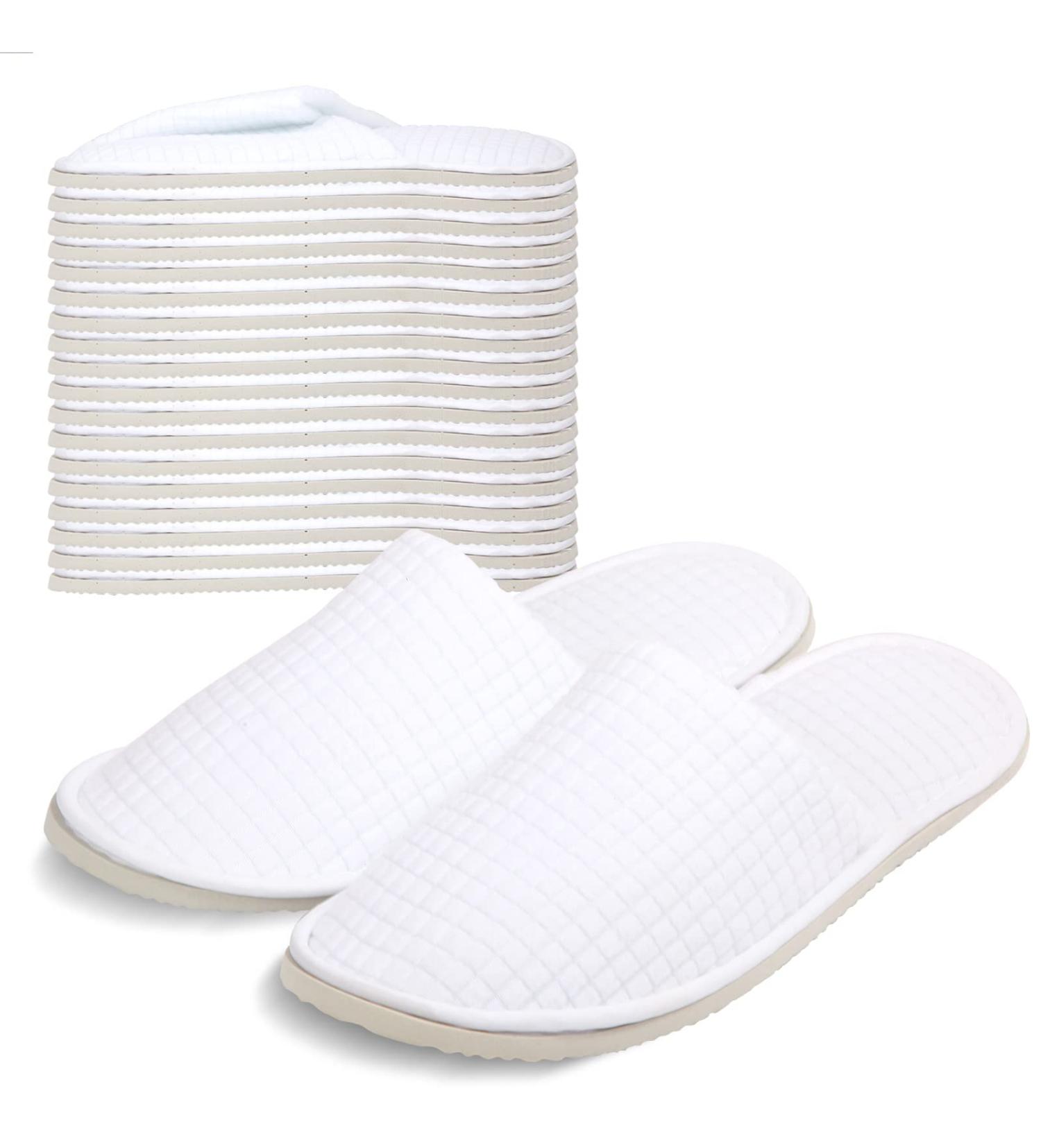 Anmerl Spa Slippers for Men and Women - Premium Bulk Hotel Slippers | Breathable Soft Cotton House Guest Slippers - Non Slip | Washable & Reusable - 10 Pairs (White) - Buy Online on SooperMarket.com