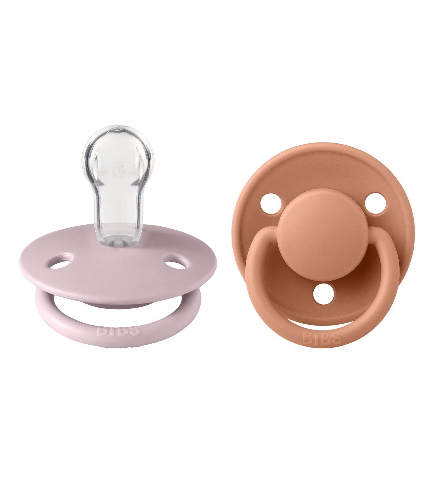 BIBSE de Lux BPA-Free Cherry Shape Silicone Pacifier 2-Pack | Made in Denmark | 0-36 Months | Pink Plum & Peach - Buy Online on SooperMarket.com