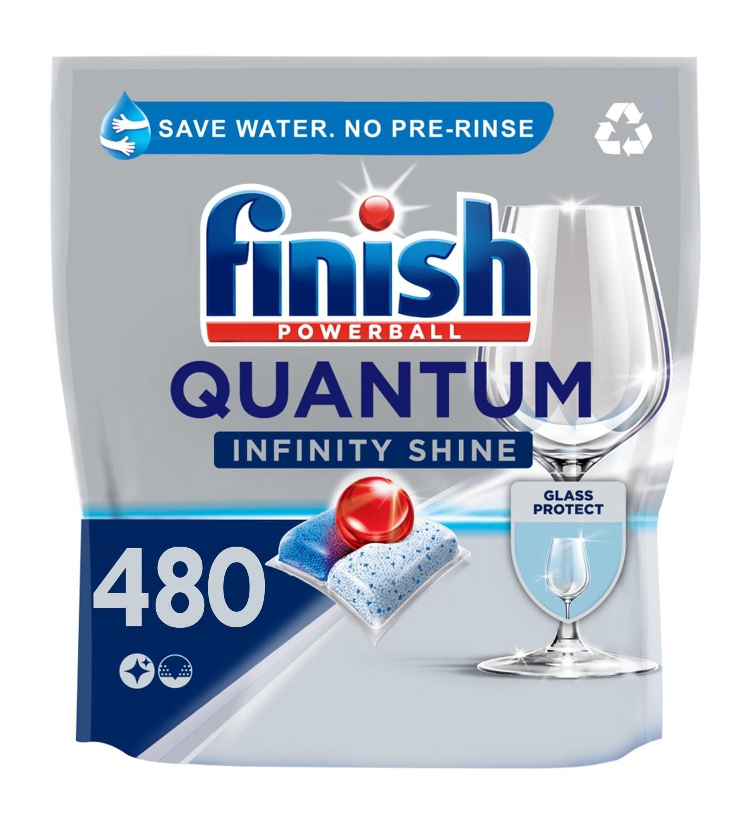 Finish Quantum Infinity Shine Dishwasher Tablets Bulk 5 Pack | Scent : REGULAR | Size : 120 Dishwasher Tabs | For Sparkling Clean (Total 480 Tablets) - Buy Online on SooperMarket.com