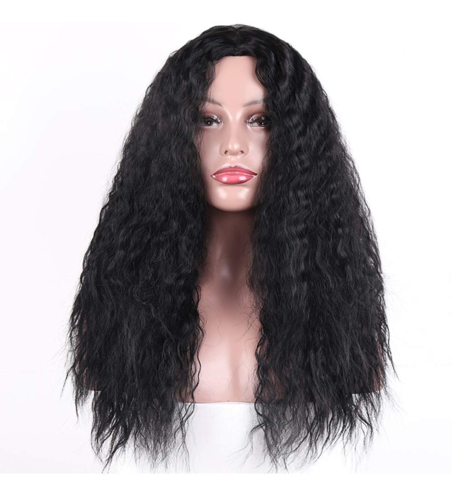 SHIYID Long Curly Hair High Temperature Hair wig African American Hairstyle Synthetic Hair Wigs For Woman Black Natural