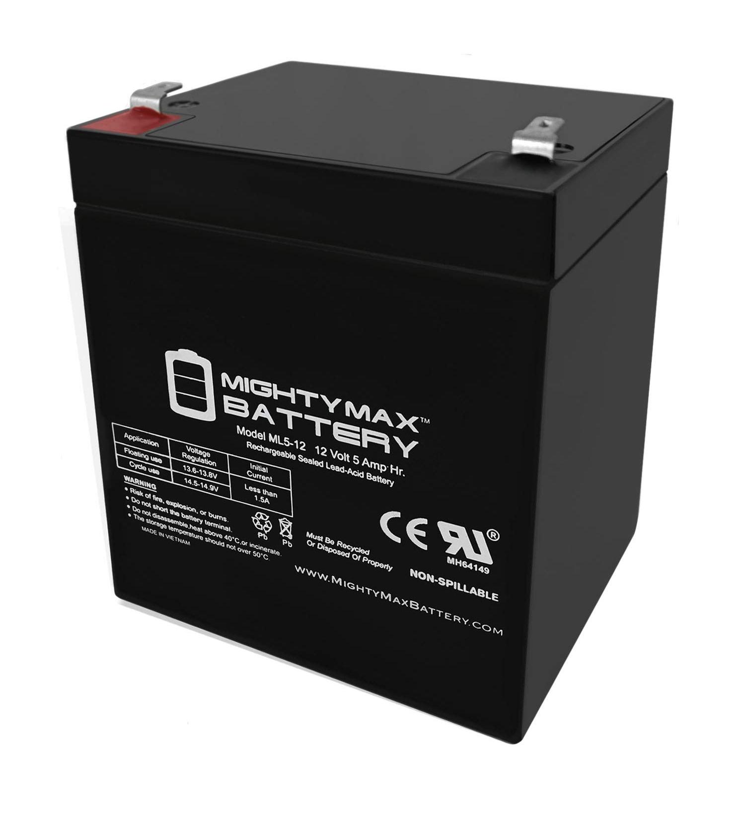 Mighty Max Battery ML5-12 - 12V 5AH Replacement for Kung Long WP4-12 & WP4.5-12 | Fast International Shipping - Buy Online on SooperMarket.com