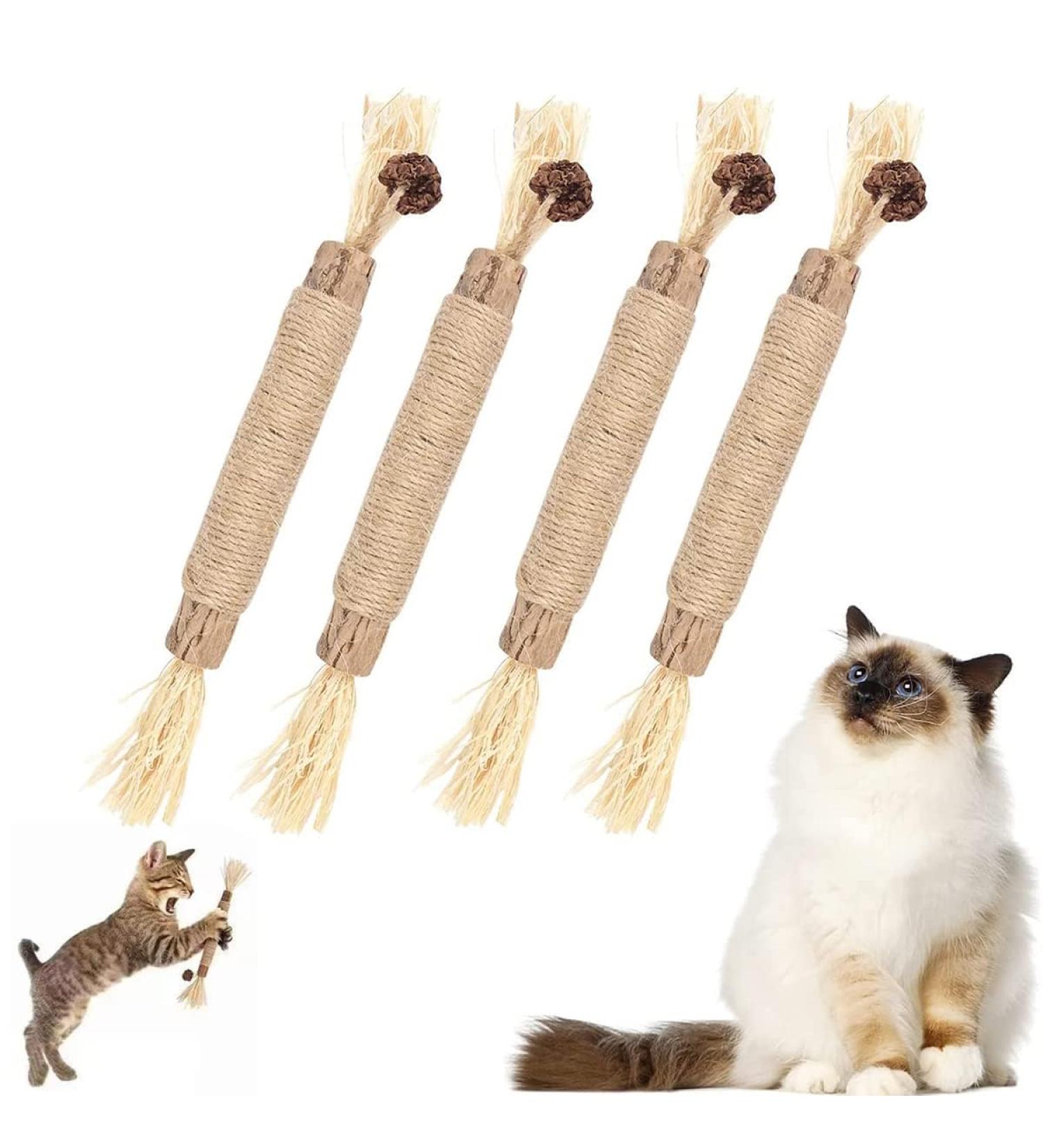 Tsathoggua 4 pcs Matatabi Silvervine Chew Sticks Natural Cat Chew Toy Catnip Toy for Cats Cat Sticks Cat Teeth Nip Cat Teeth Cleaning Kitty Dental Chew Stick Kitten Teething and Stress Release - Buy Online on SooperMarket.com