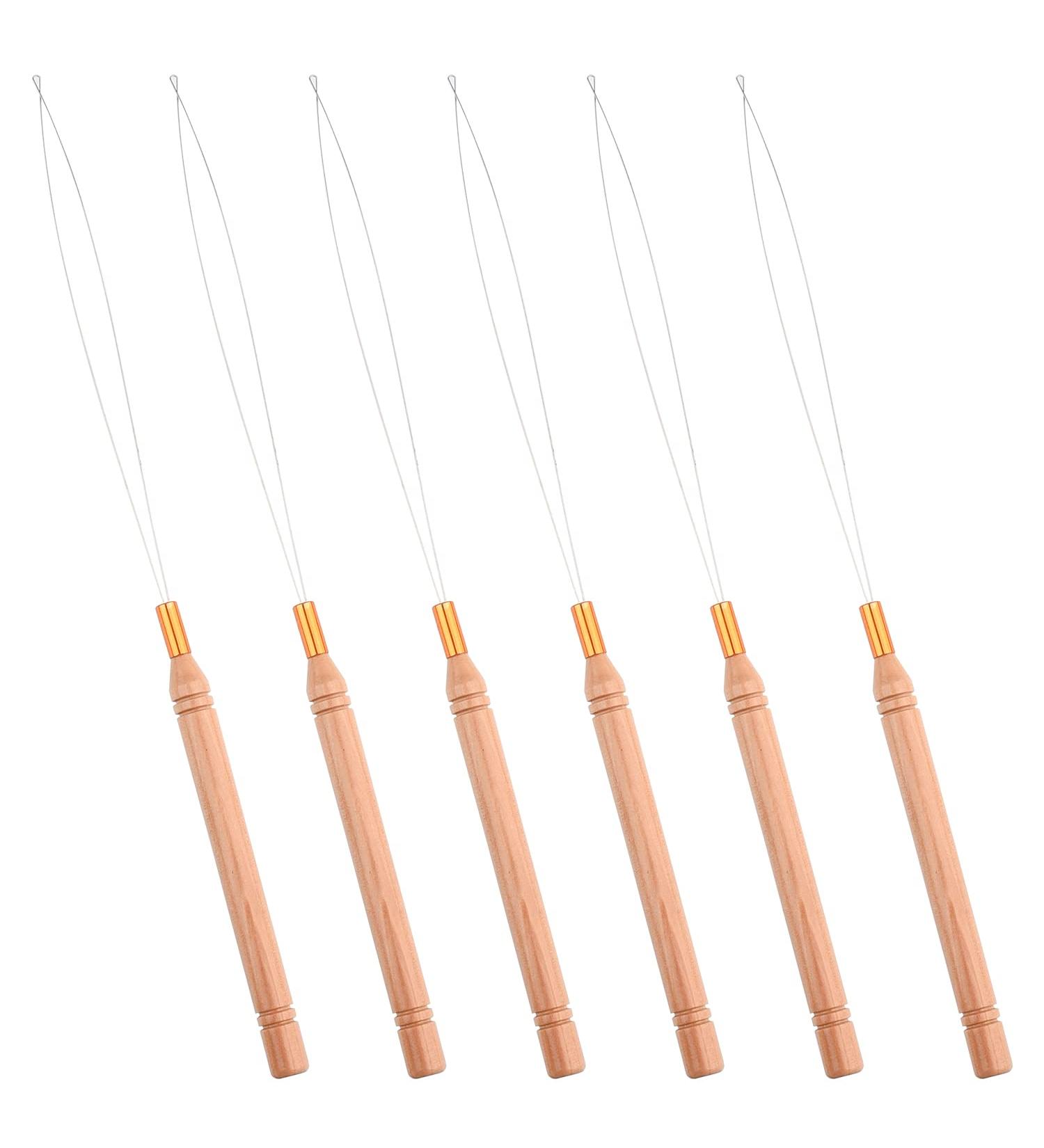 HIXNUG Hair Extension Loop Needle Hair Extension Tools Threading Threader Pulling Hook Tool Feather Extension Loop Needle for Salon DIY Accessories (6) - Buy Online on SooperMarket.com
