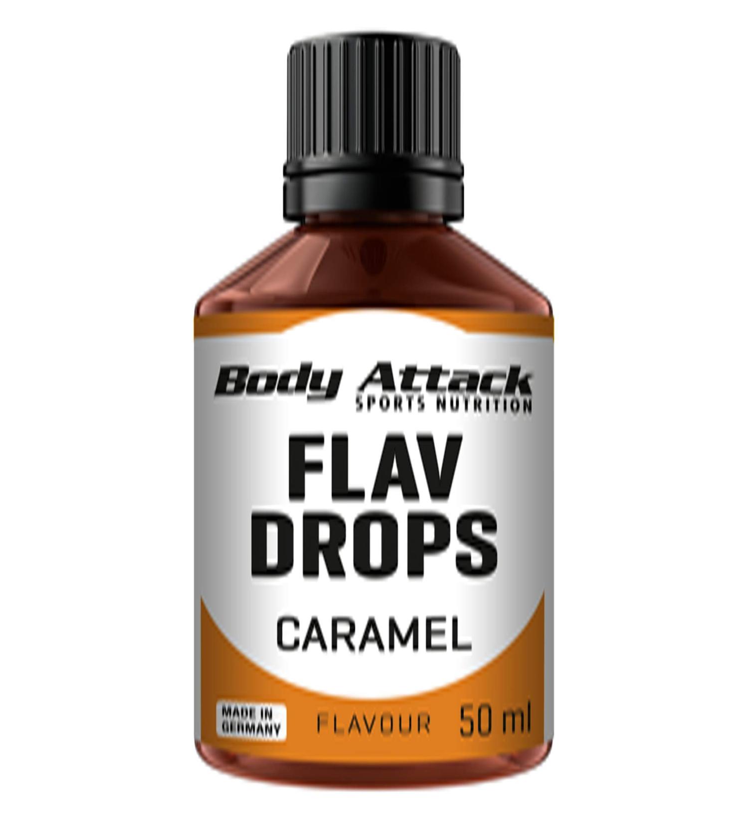 Body Attack Flavdrops Caramel 50ml - Sugar-Free Vegan Flavor Drops without Aspartame for eCommerce - Buy Online on SooperMarket.com