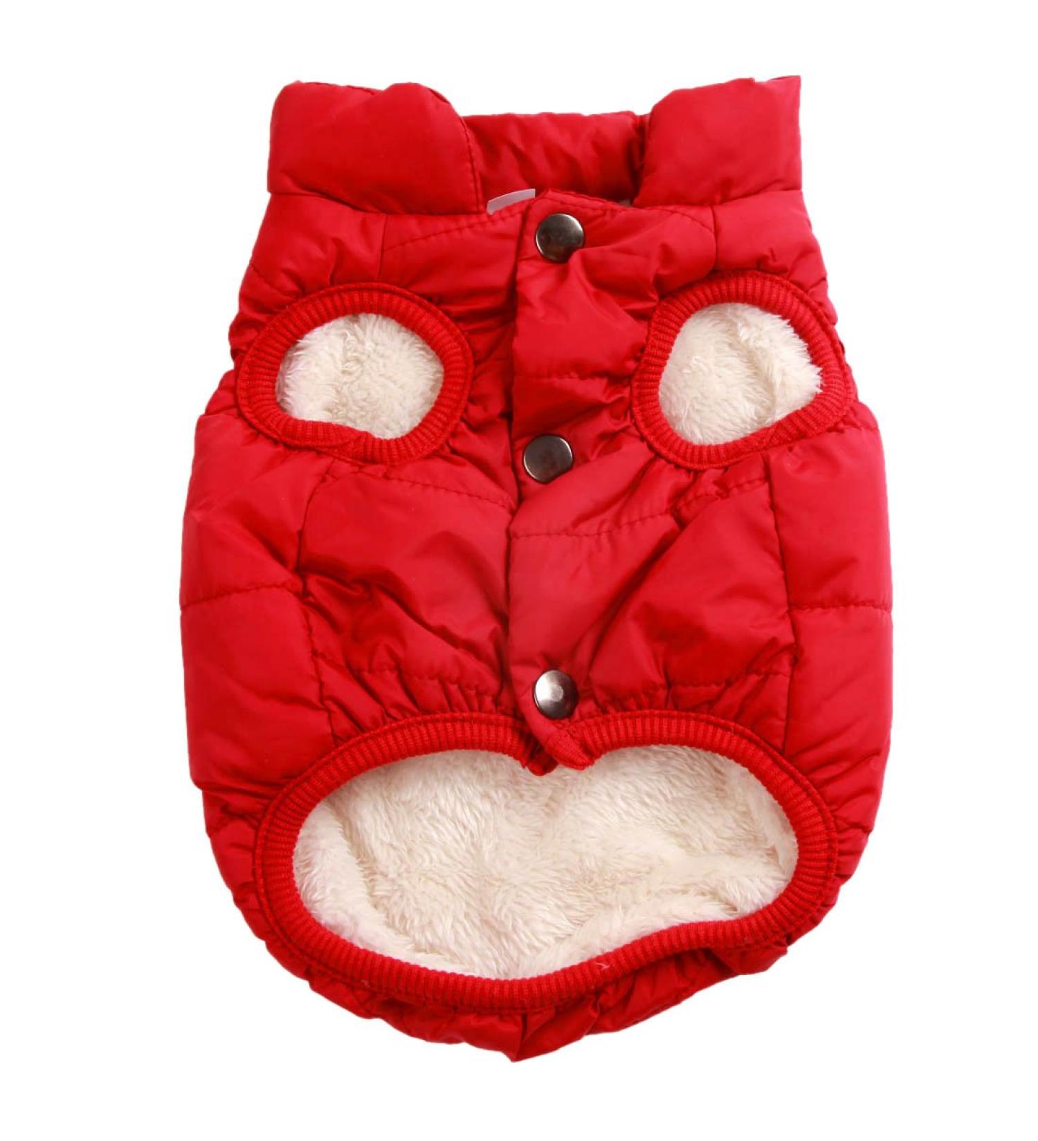 Warm Fleece Lined Dog Jacket - Windproof & Soft Winter Vest for XS Dogs (Red) - Joydaog - Buy Online on SooperMarket.com
