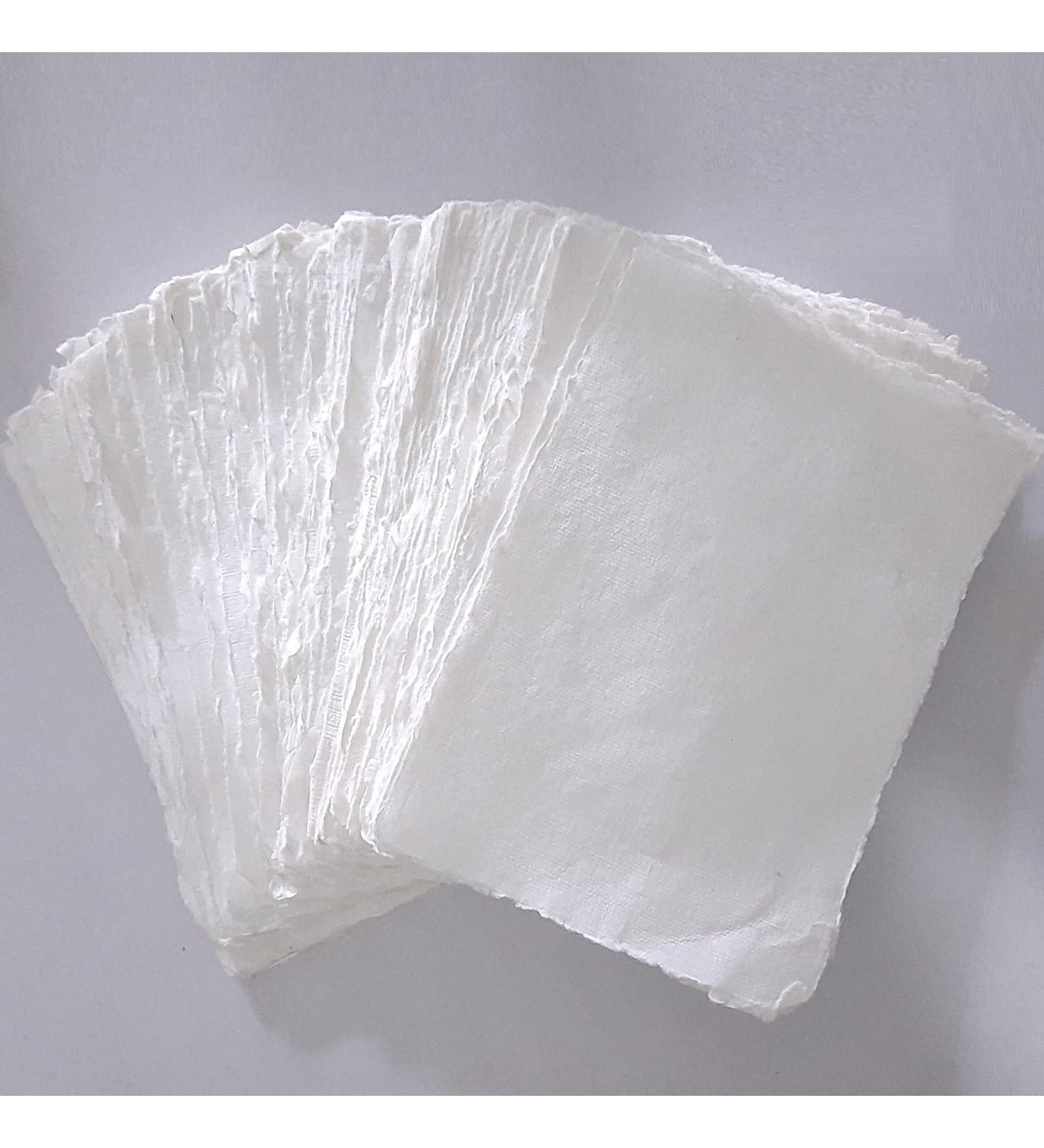 E-Tailor Handmade Cotton Deckle Edge Paper Loose Leaf Sheets for Sketch Painting Invitatons Art Work Kids 130 GSM Ivory White ( HPDW-102-3x5-50-Sheets ) 3x5" - Buy Online on SooperMarket.com