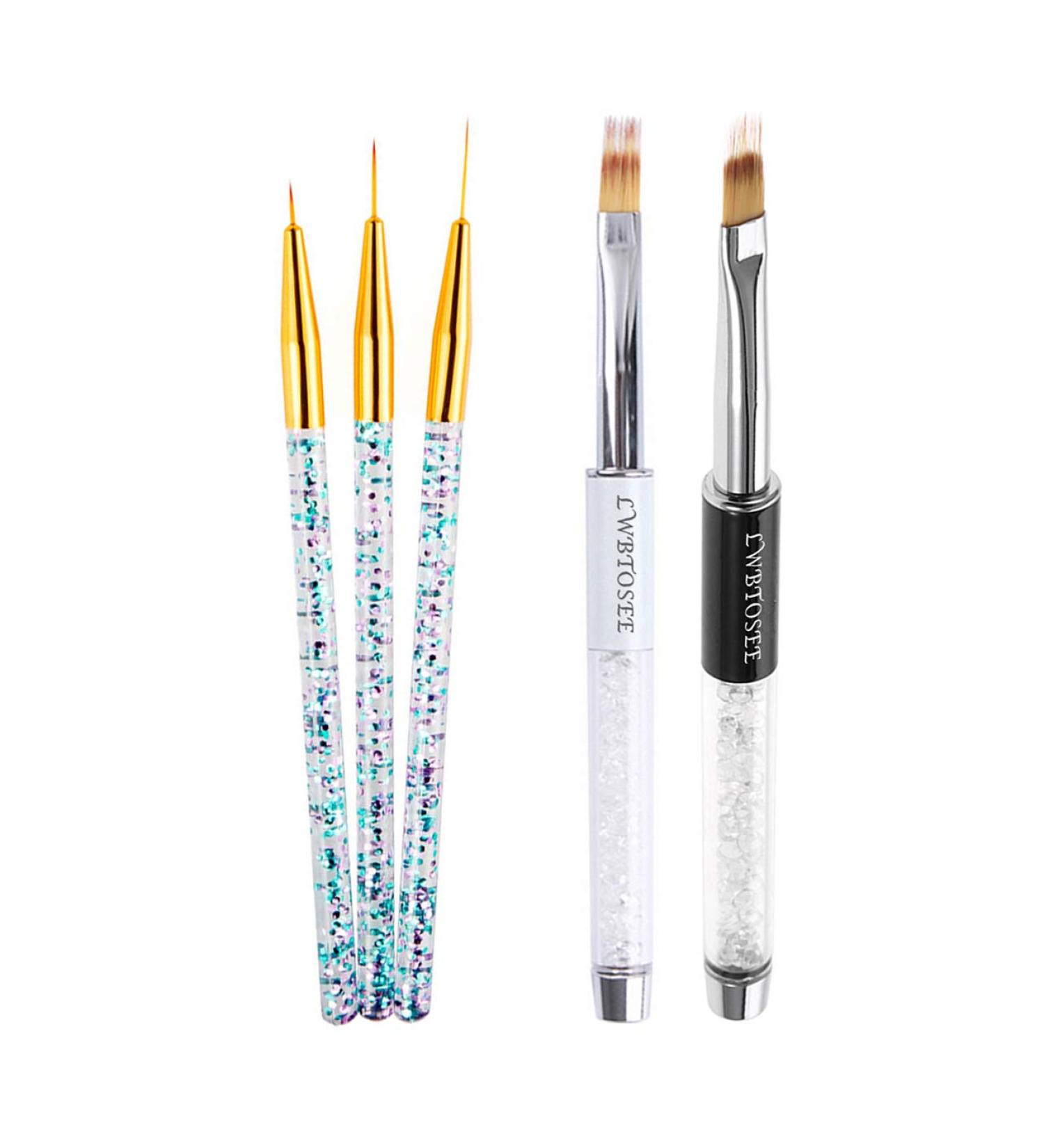 Lwtose 2pc Ombre Nail Brush Set - Nail Art Painting Pen for UV Gel Polish & Rhinestone Creations - Golden Color Gradient - Buy Online on SooperMarket.com