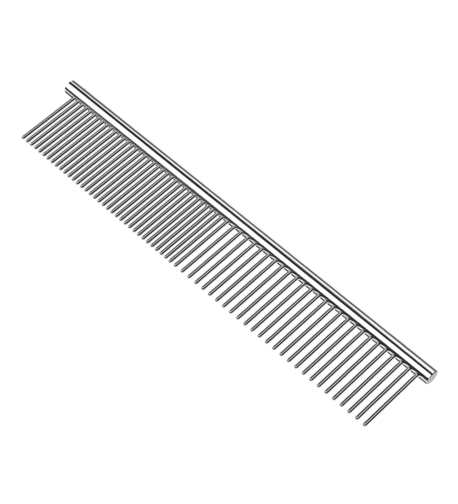 Pet Steel Comb for Dogs and Cats - Rounded Teeth, Static-Free, Corrosion Resistant - 7.4in - Buy Online on SooperMarket.com