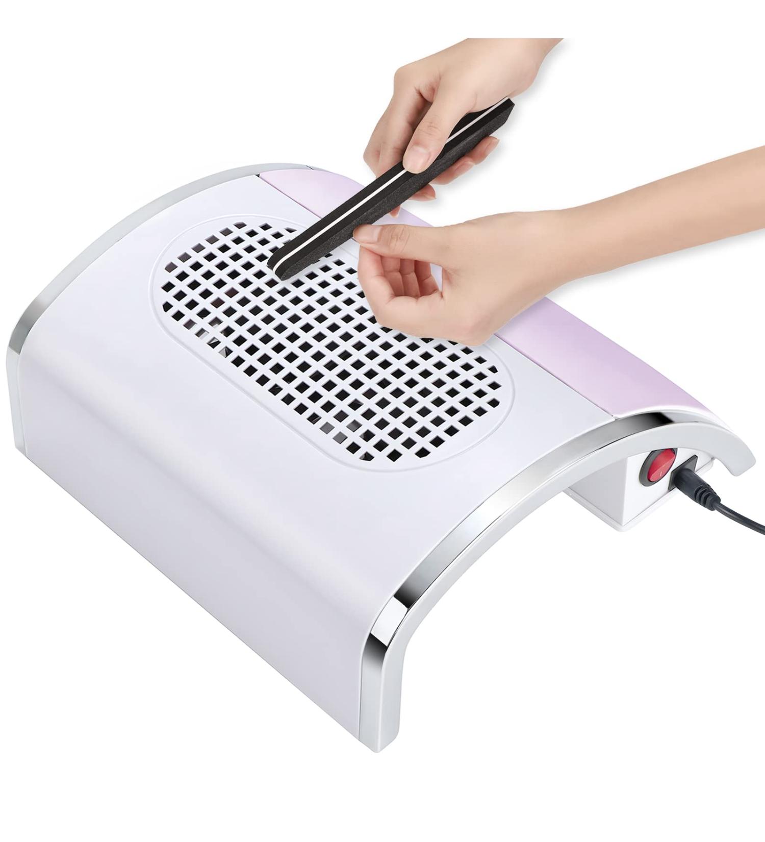 Saviland 80W Nail Dust Collector - Powerful Salon Dust Extractor with 2 Fans, 2 Bags, One Button Control for Acrylic, Dip Powder, Gel Polish - Purple - Buy Online on SooperMarket.com