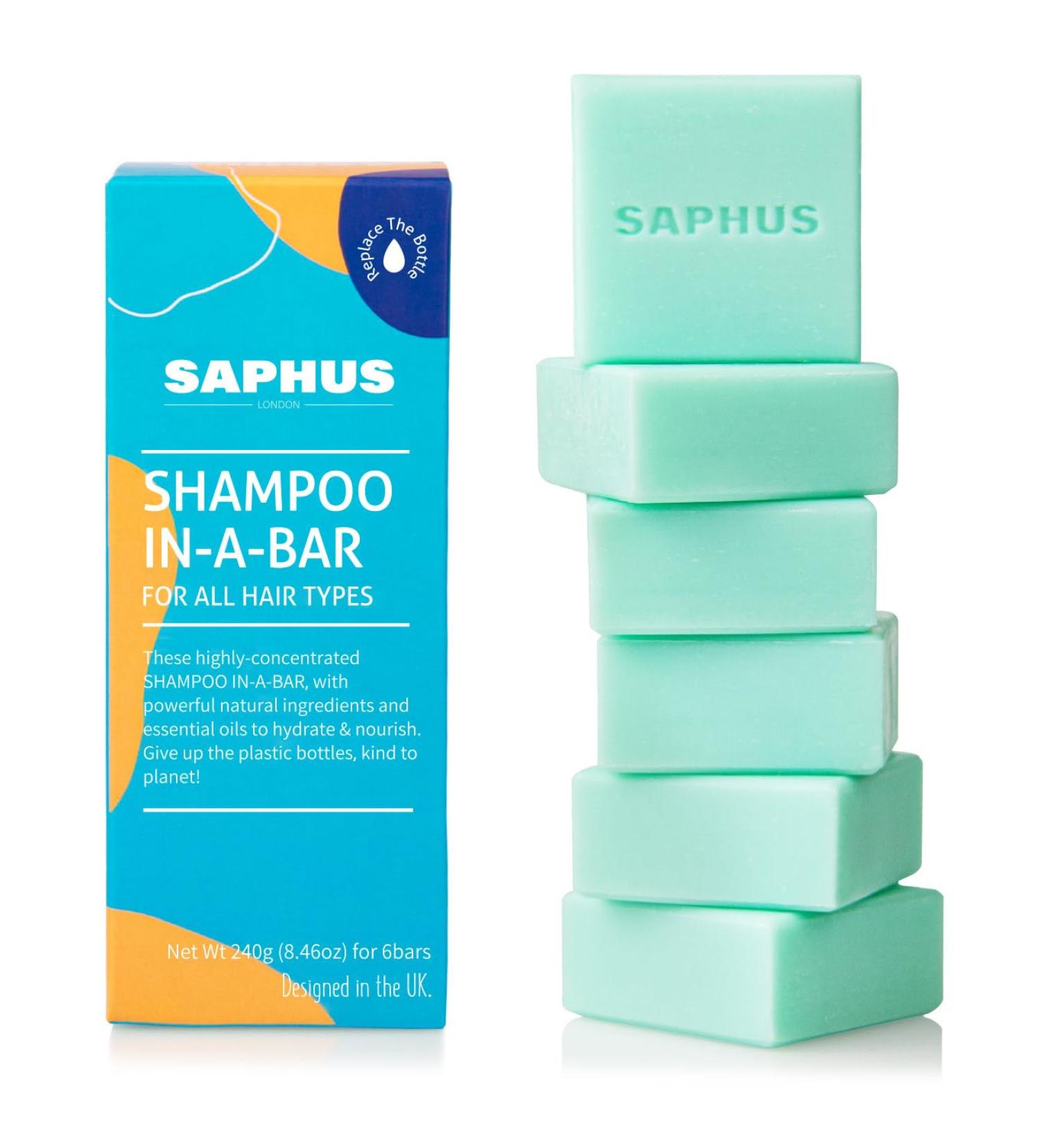 SAPHUS 6Pcs Sulphate-Free Shampoo Bars for Hair - Plastic-Free & Blue - Buy Online on SooperMarket.com