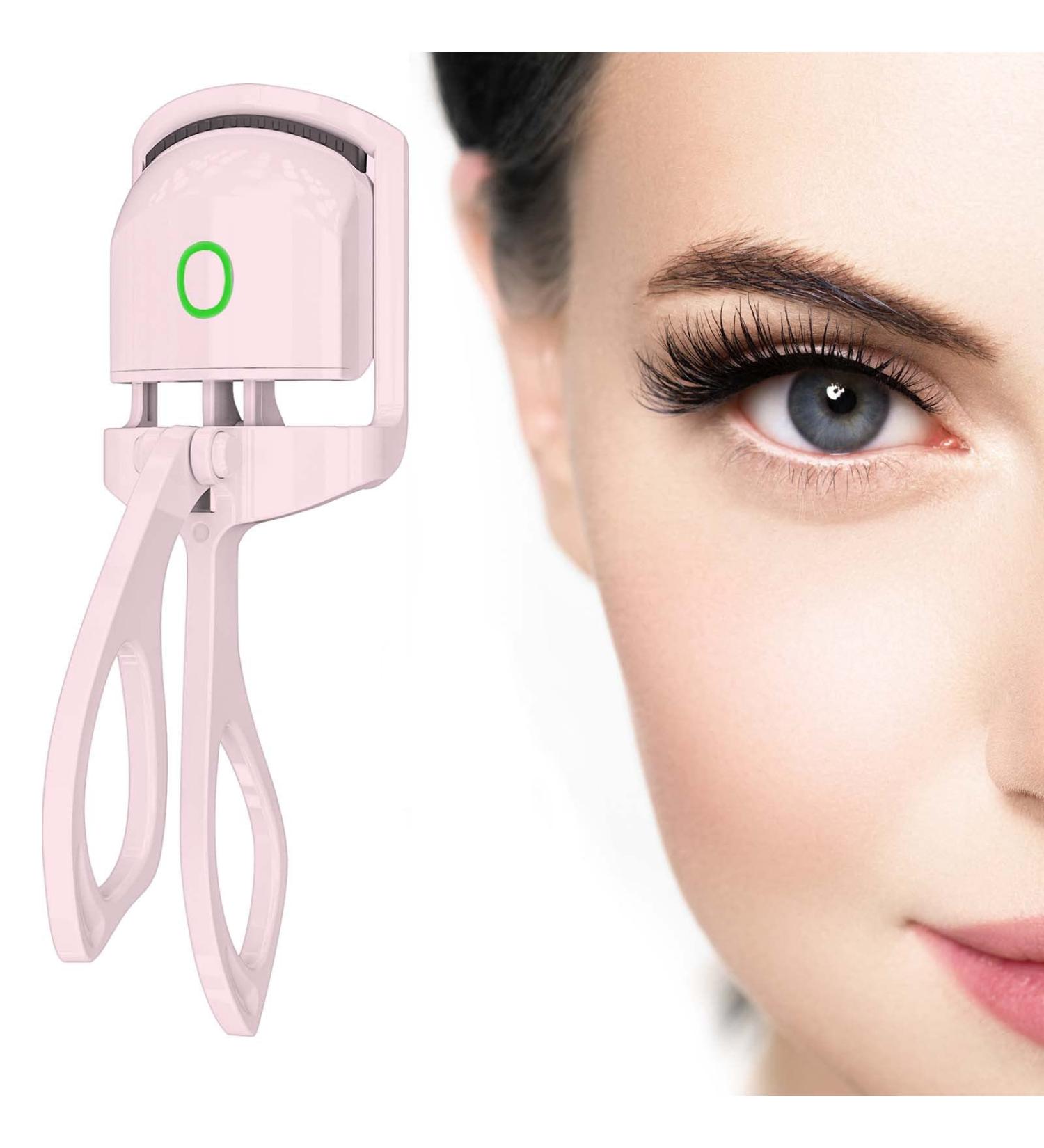 Heated USB Rechargeable Electric Eyelash Curler - Quick Pre-Heat Technology for Natural and Long Lasting Curl - Pink - Buy Online on SooperMarket.com