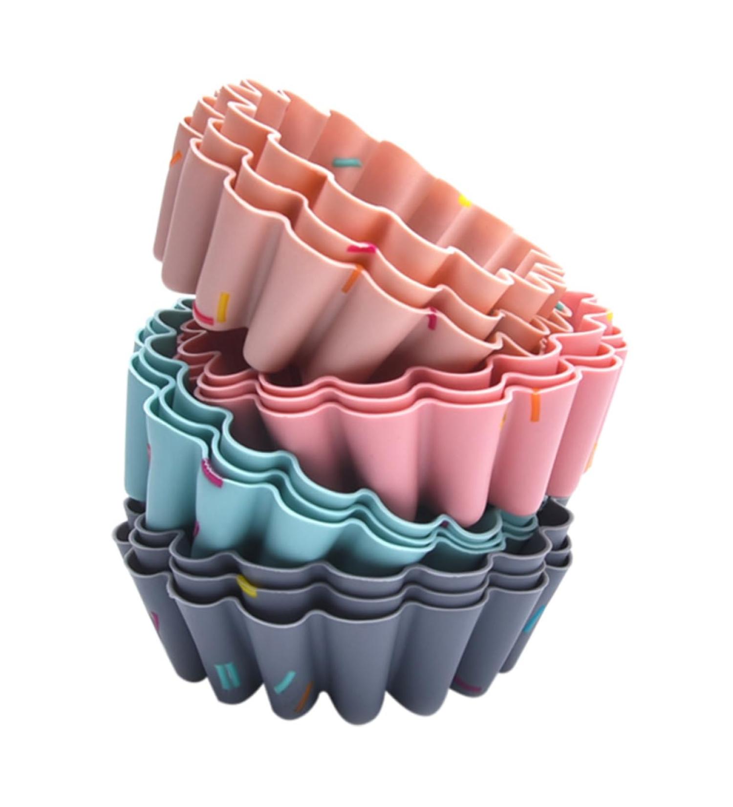 12 Pcs Silicone Muffin Cup Silicone Molds Reusable Cupcake Liners Reusable Baking Molds Delicate 7.5X6.3CM Assorted Color - Buy Online on SooperMarket.com