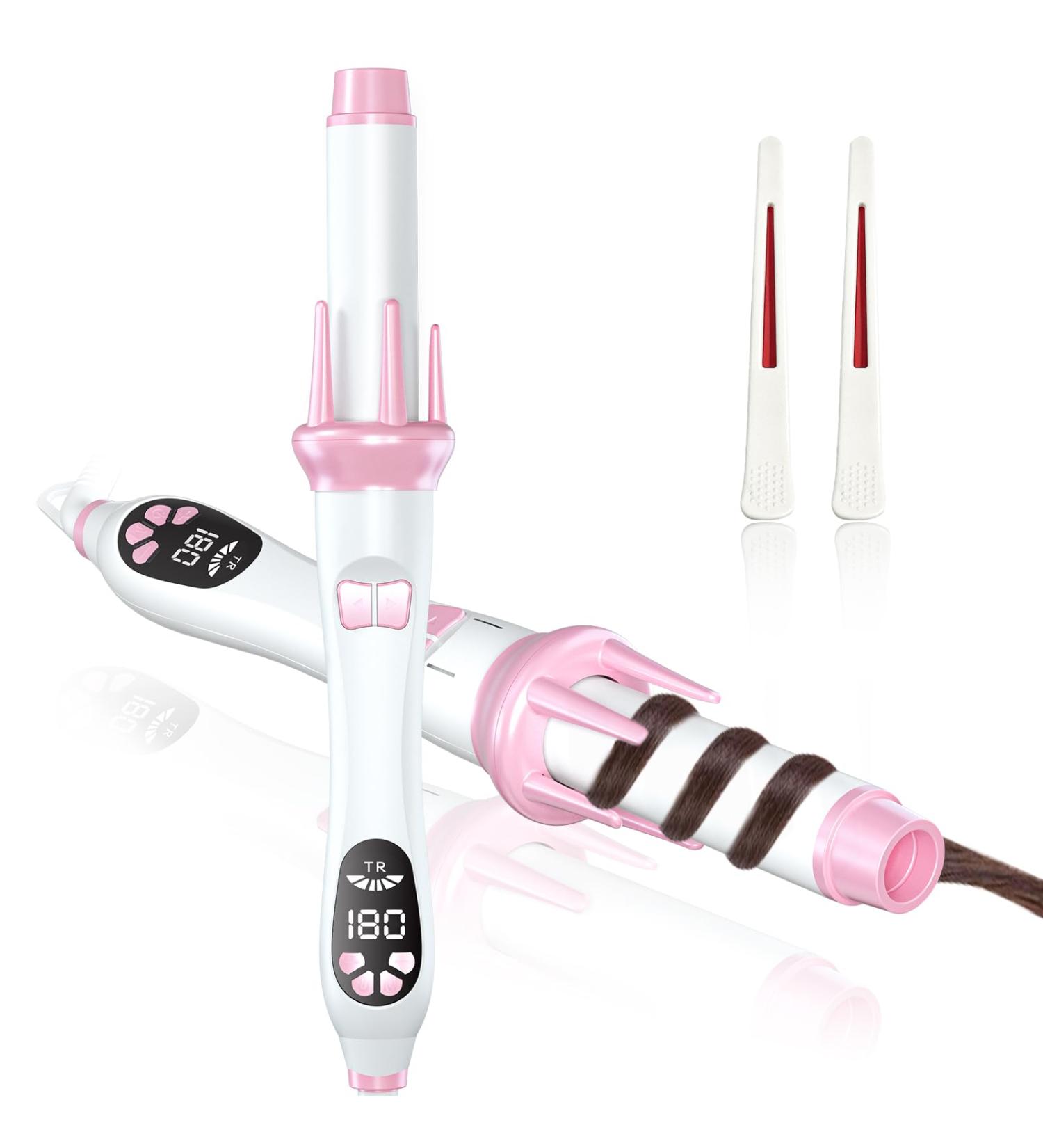 Automatic Curling Iron - NOVUS 1.25 Inch Dual Voltage Rotating Hair Curler with Adjustable Temperature Speed & Time Reminder - Perfect for International Shipping - Buy Online on SooperMarket.com