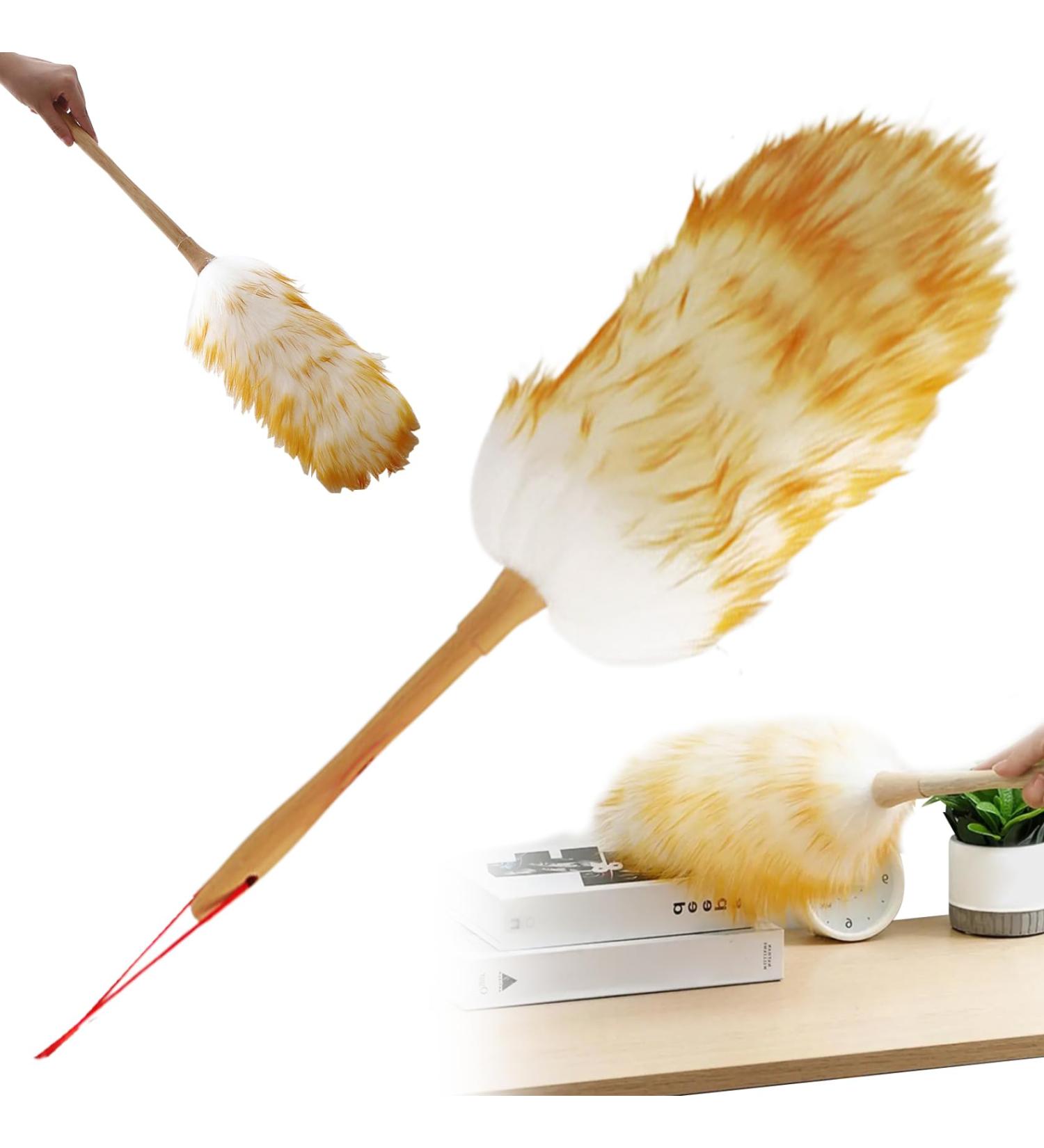Lambswool Duster with Wooden Handle 21 Inch Anti-Static Duster Flexible Dusters for Cleaning Ceiling Fans Computer Screens Bookshelves Duster Lambswool Duster Dusters 54cm - Buy Online on SooperMarket.com
