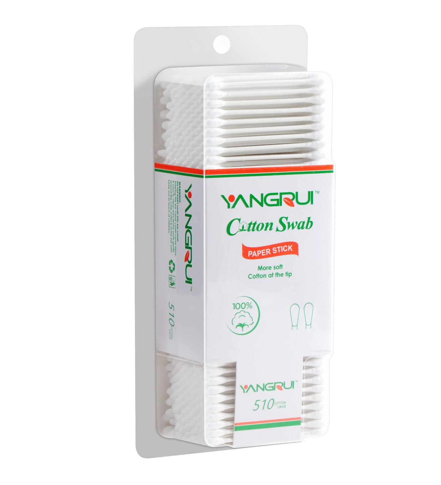 YANGRUI Cotton Swab 510 Count Paper Stick BPA Free Eco-friendly Cotton Buds - Pack of 1 - Buy Online on SooperMarket.com