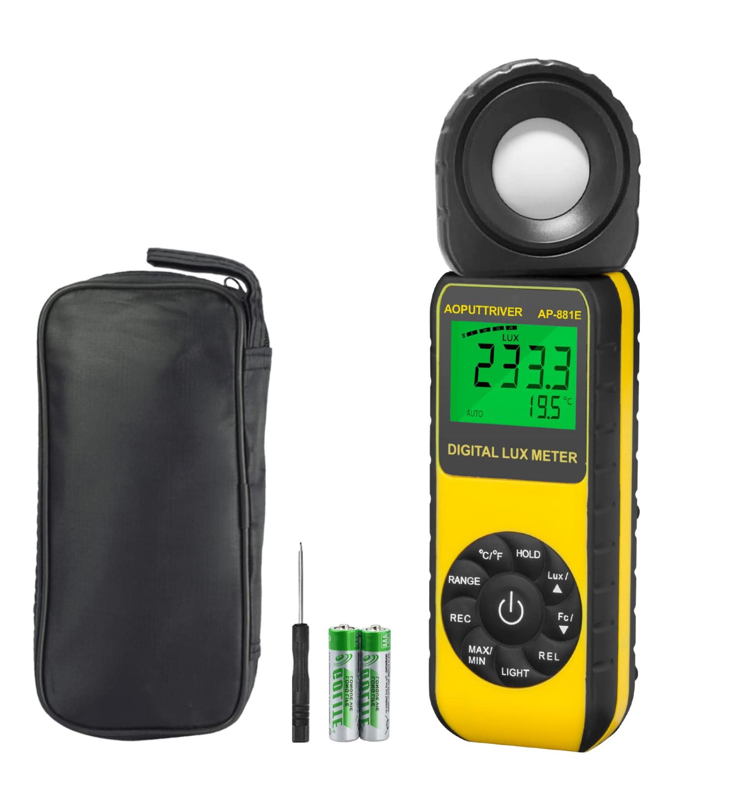 AP-881E Lux Meter for Plants - 3999 Display, Range 0-1300,000Lux, Lux/Fc Unit, MAX/MIN, Backlight, Data Hold, Data Storage - Shop Now - Buy Online on SooperMarket.com