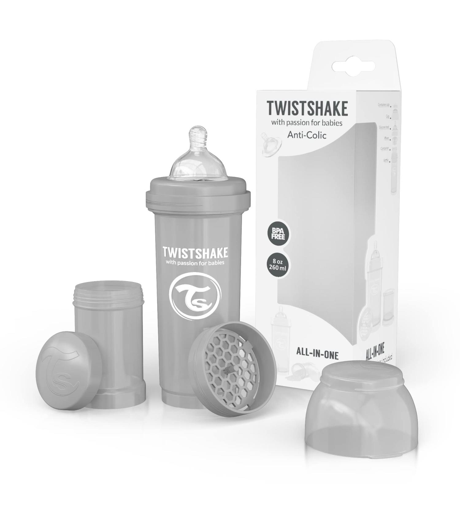 Twistshake Anti-Colic 260ml/8oz Pastel Grey - Reduce Colic and Comfort Your Baby - Buy Online on SooperMarket.com