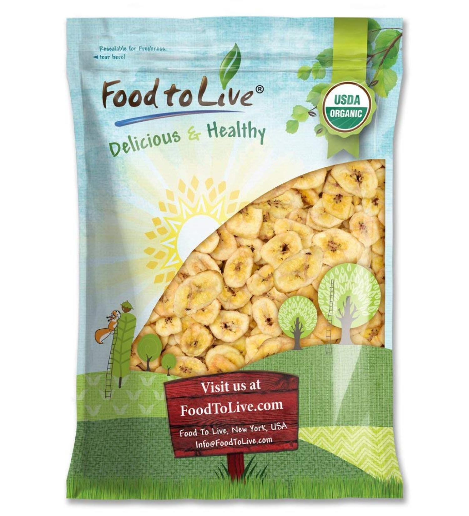 Organic Banana Chips 5 Pounds - Sweetened, Unsulfured, Non-GMO, Kosher, Vegan - Bulk 1 Pack - Buy Online on SooperMarket.com