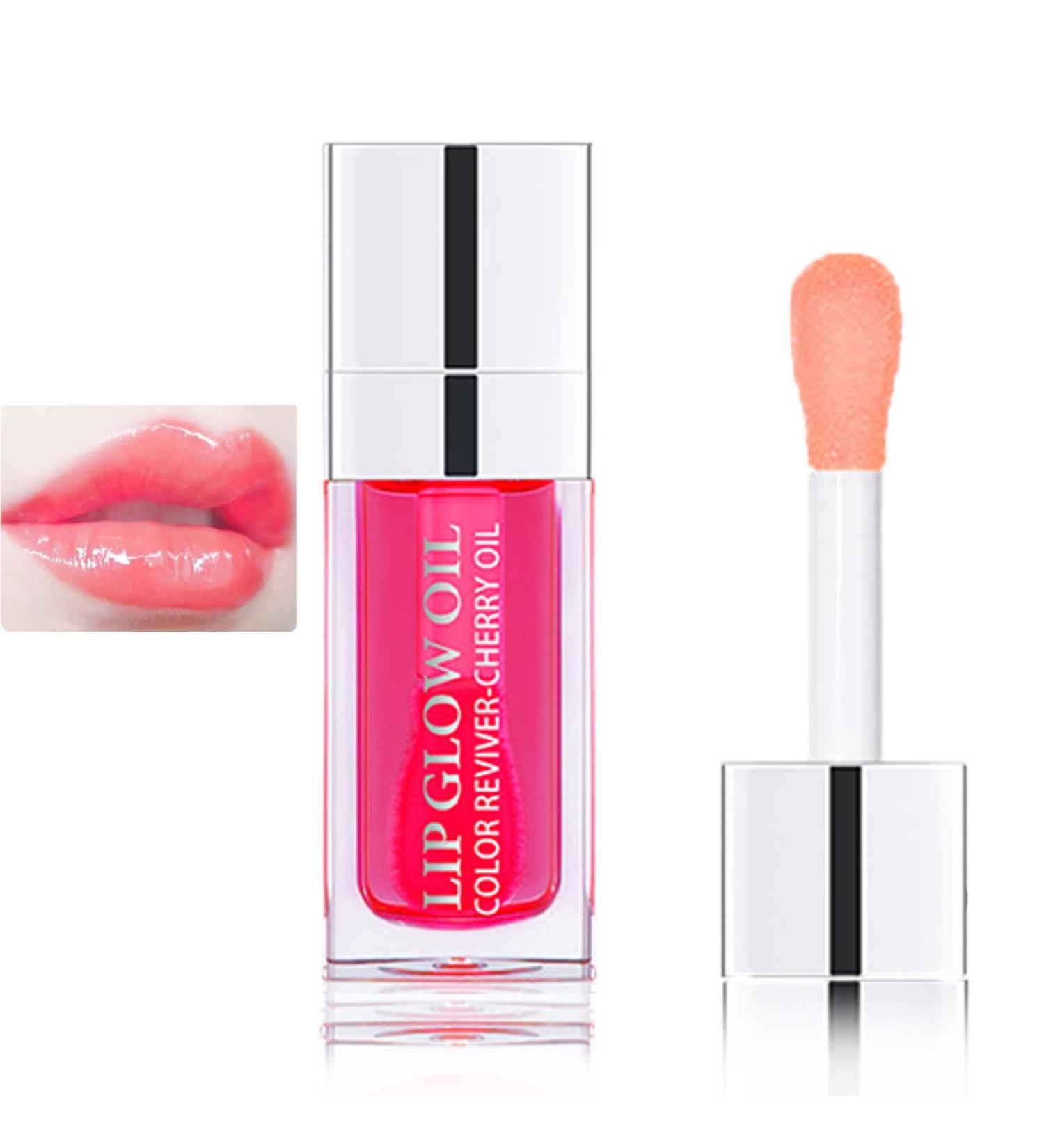 Fusang Hydrating Plumping Lip Oil Gloss - Cherry Red Tinted Balm for Lip Care | Nourishing & Long Lasting Formula with Non-sticky Big Brush - Buy Online on SooperMarket.com