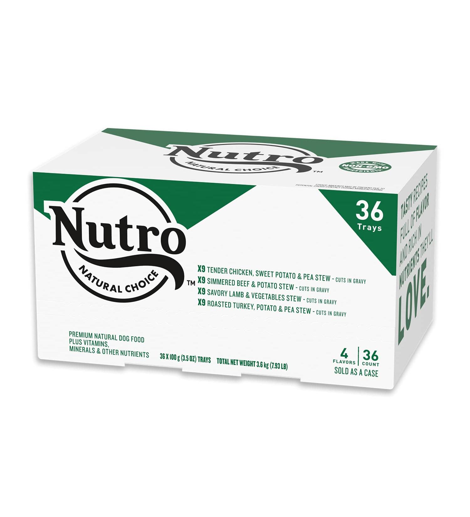 NUTRO Adult High Protein Grain-Free Wet Dog Food Variety Pack - Beef, Lamb, Chicken, Turkey - 36 Pack x 3.5oz - Buy Online on SooperMarket.com