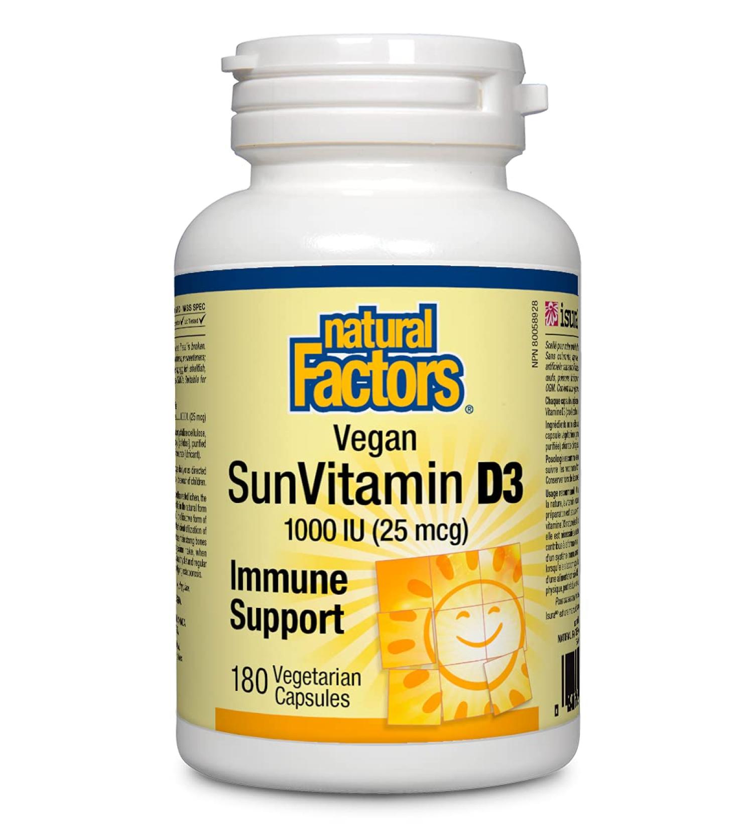 Natural Factors Vegan Vitamin D3 1000 IU - 180 Veg Caps