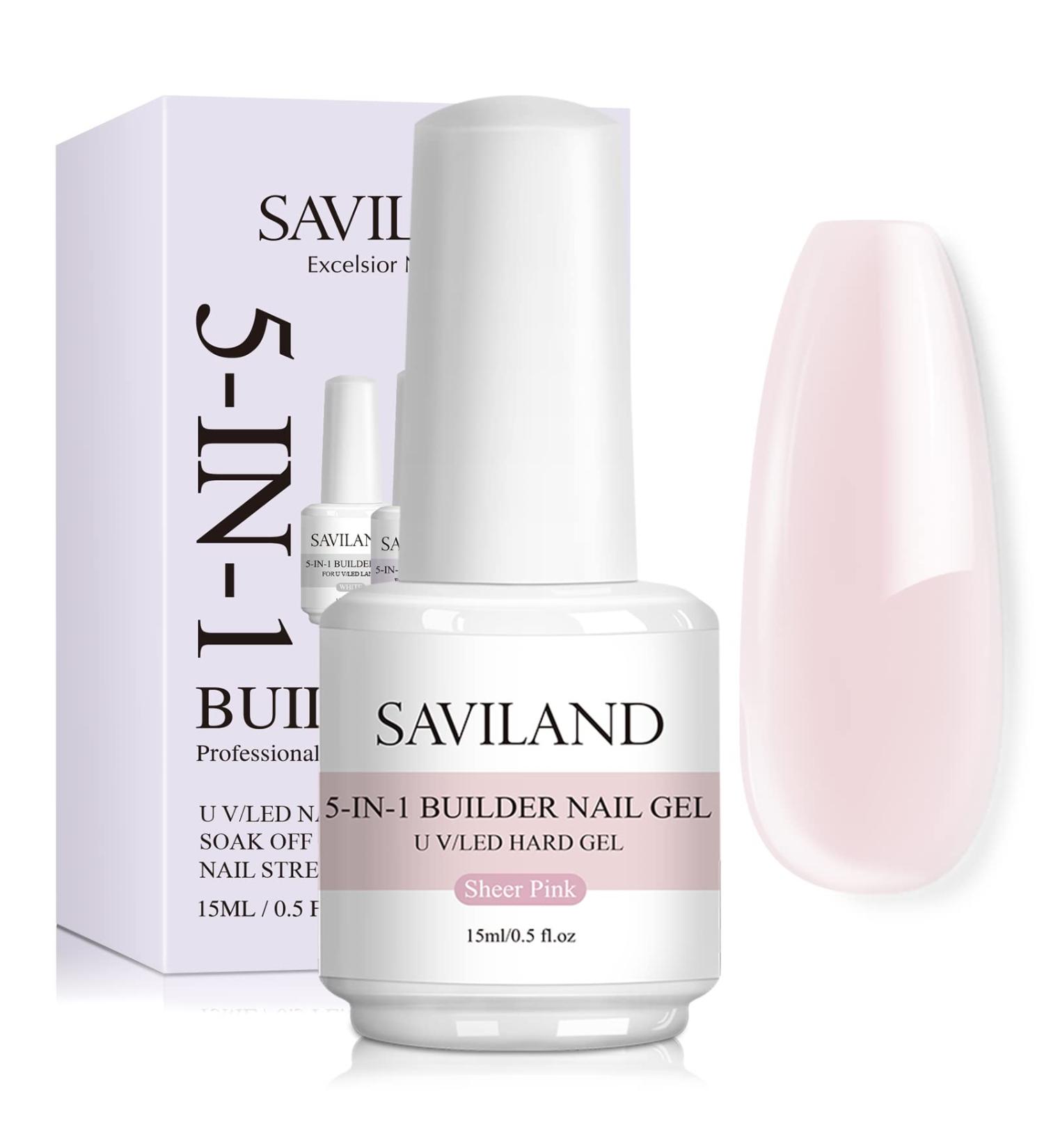 Saviland 5-In-1 Builder Nail Gel - Light Pink 15ml | U V/LED Nail Polish for Professional Manicure and Nail Repair - Buy Online on SooperMarket.com