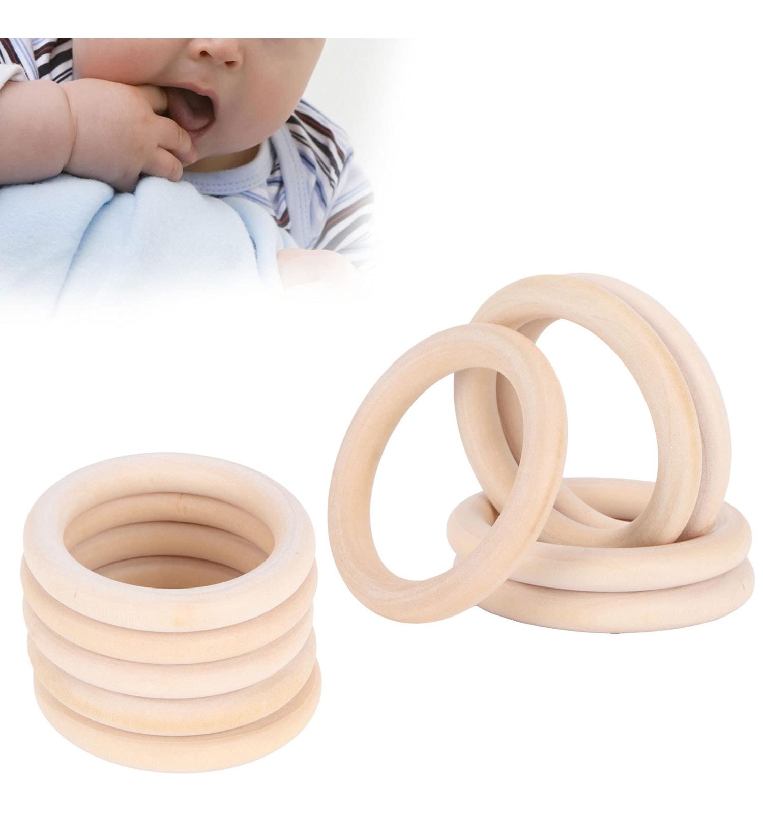 20 Pcs Baby Wooden Rings - Natural 65mm Tinkering Circles for DIY Crafts & Art | Unfinished Wood Rings for Childhood Projects - Buy Online on SooperMarket.com