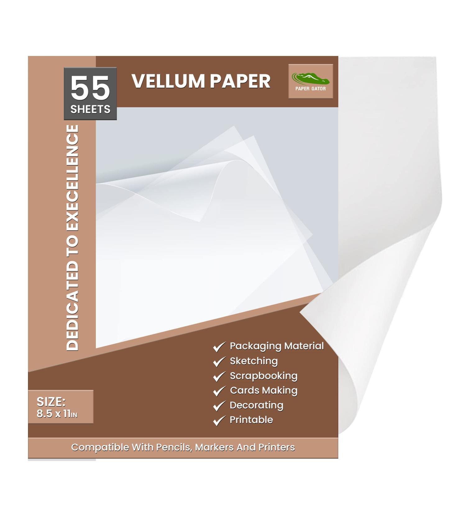 Paper Gator Vellum Paper  Pack of 55 Sheets 8.5 x 11 Inches Translucent Printable Sheets| 93 GSM Transparent Paper for Sketching |Tracing Paper for Art  Craft and Sewing.  Clear (PG-V) - Buy Online on SooperMarket.com