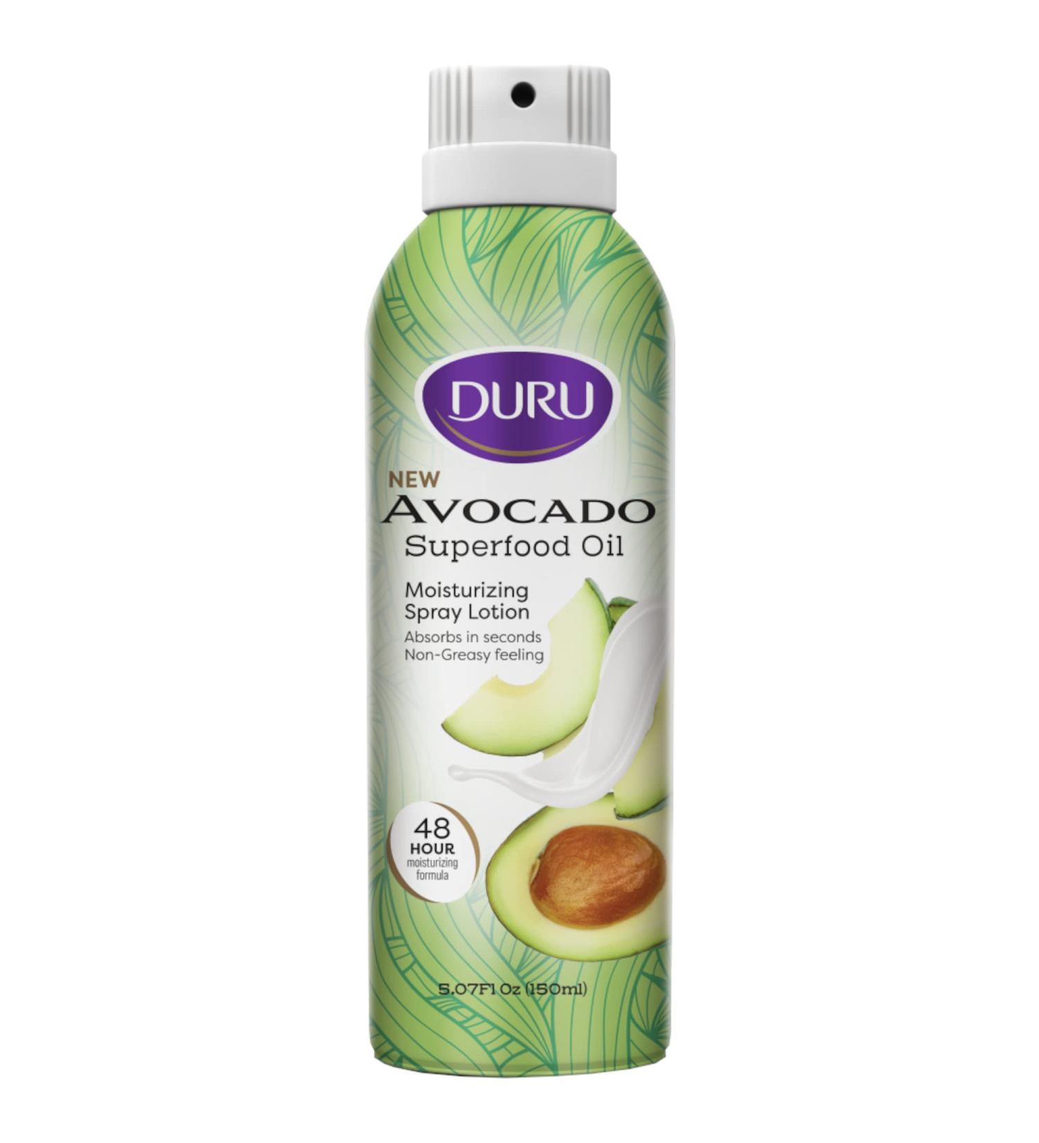 Duru Avocado Moisturizing Spray Lotion - 48 Hour Hydration for Dry Skin Repair | Body Moisturizer with Superfood Avocado Oil | Skin Care for Women, Men, Kids - Buy Online on SooperMarket.com