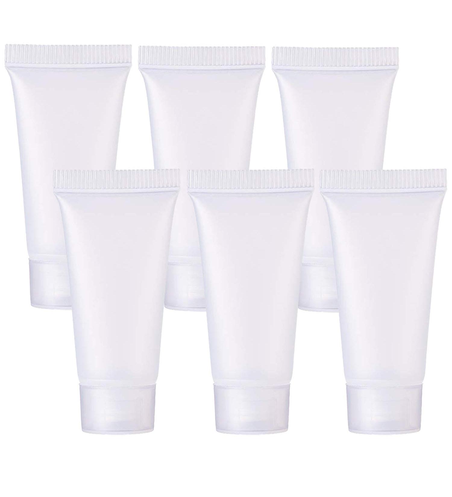 Alledomain 6Pcs 50g Empty Squeezable Soft Plastic Tubes Refillable Cosmetic Sample Vial Container with Flip Caps for Cream Shampoo Cleanser Shower Gel Lotion - Include 2pc Funnels & 12pc Labels - Buy Online on SooperMarket.com