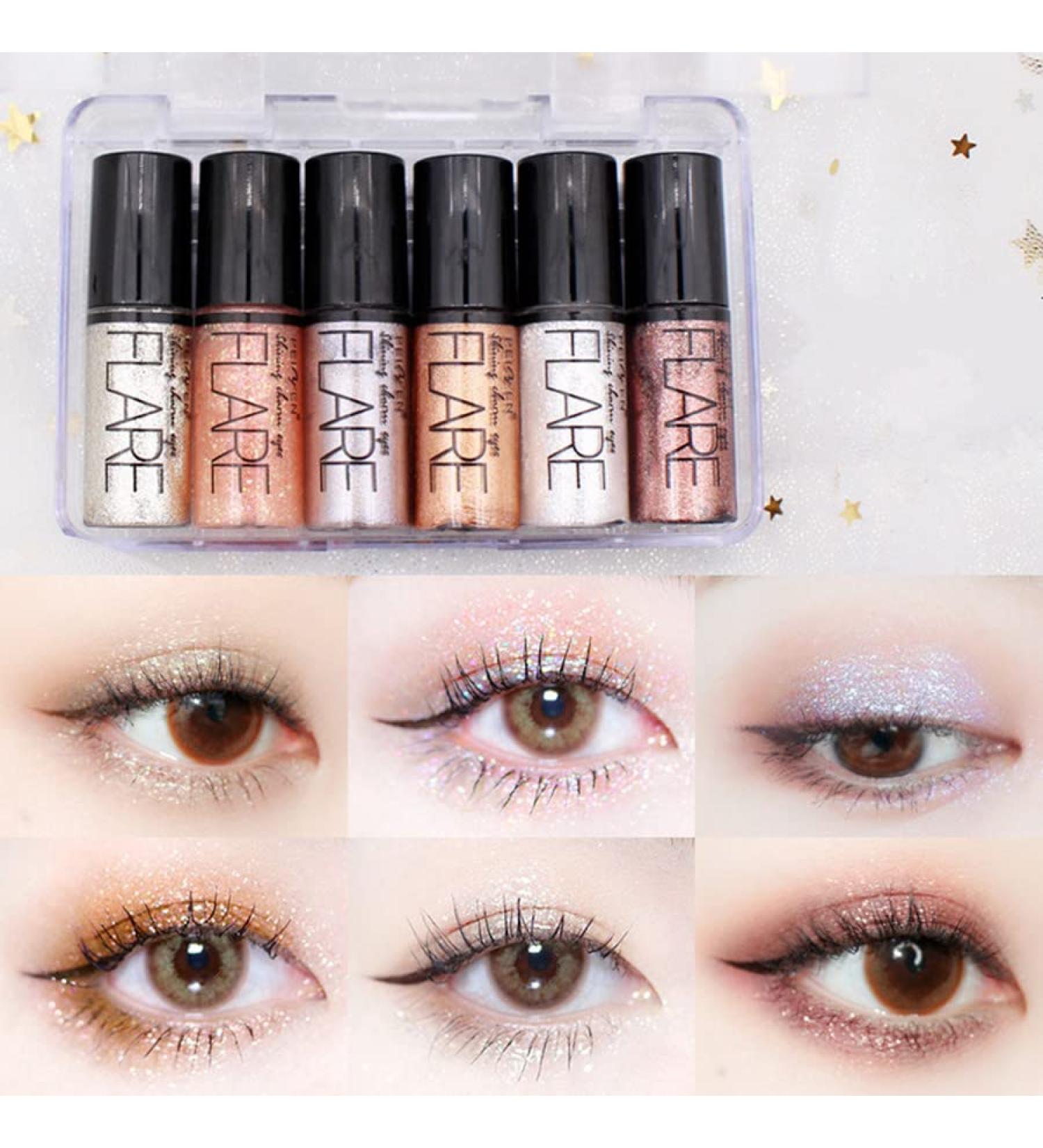 Go Ho 6 Colors Glitter Eyeshadow - Liquid Eyeliner Diamond Shine Eye Stick | Highly Pigmented Long-Wearing Makeup for Women - Buy Online on SooperMarket.com