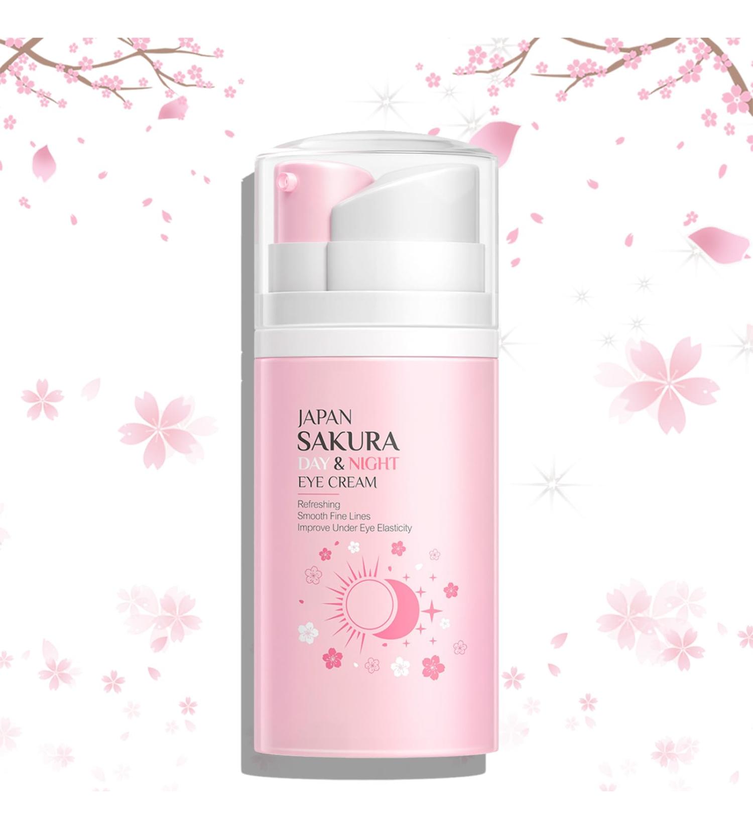 Sakura Korean Eye Cream - Anti-Aging Under Eye Treatment for Puffiness & Bags | Day & Night Caffeine Eye Cream for Men & Women - Buy Online on SooperMarket.com