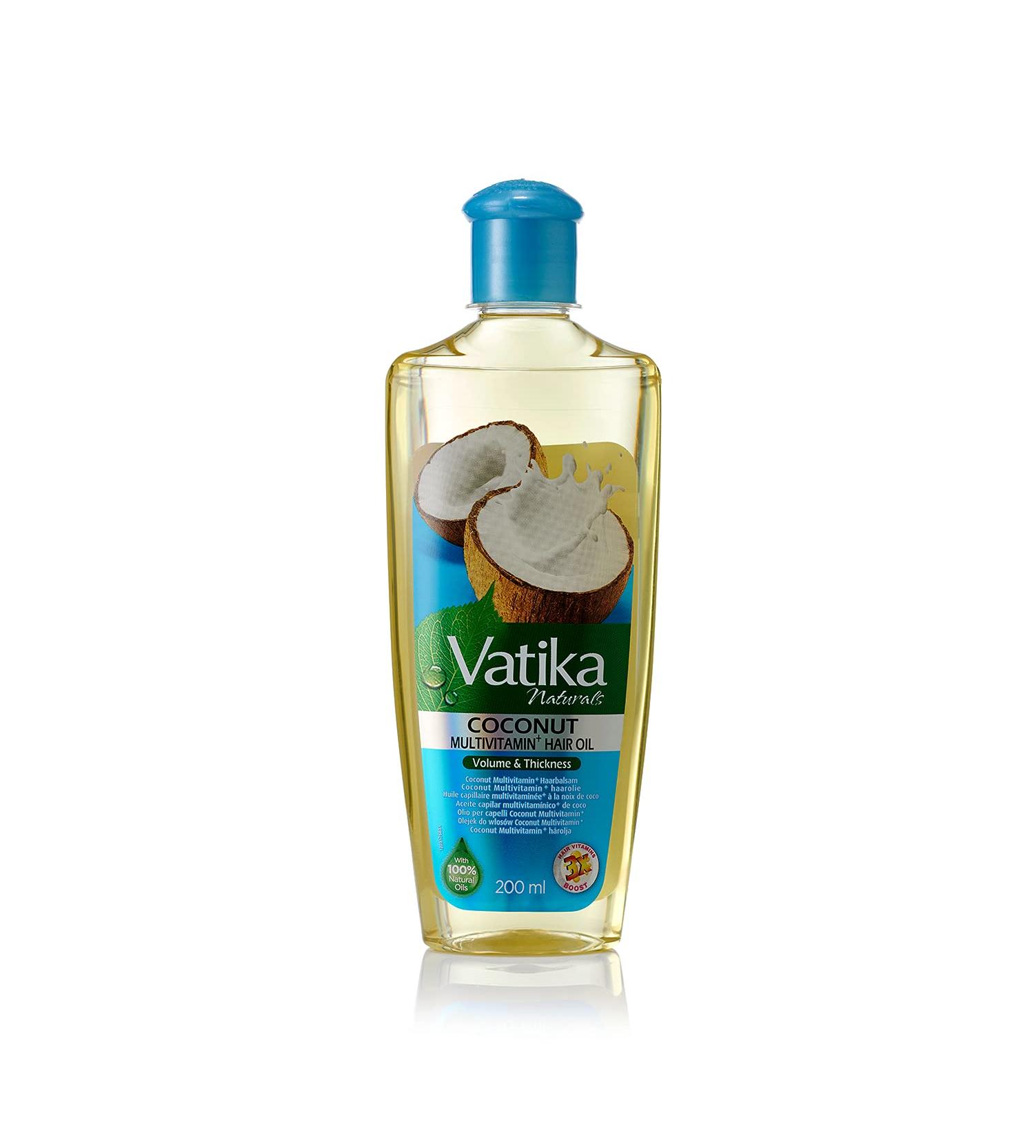Vatika Naturals Coconut Enriched Hair Oil 200ml - Thickening Formula for Voluminous Hair | 100% Natural Oils - Buy Online on SooperMarket.com
